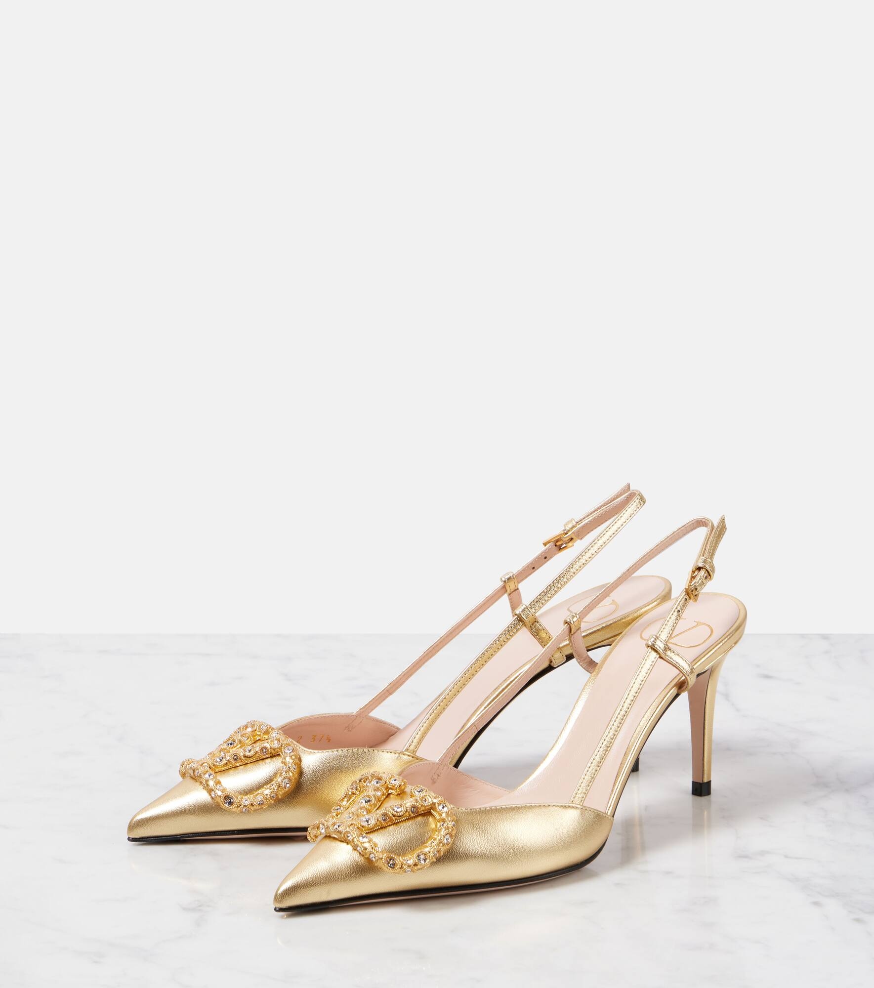 VLogo Signature metallic leather pumps - 4
