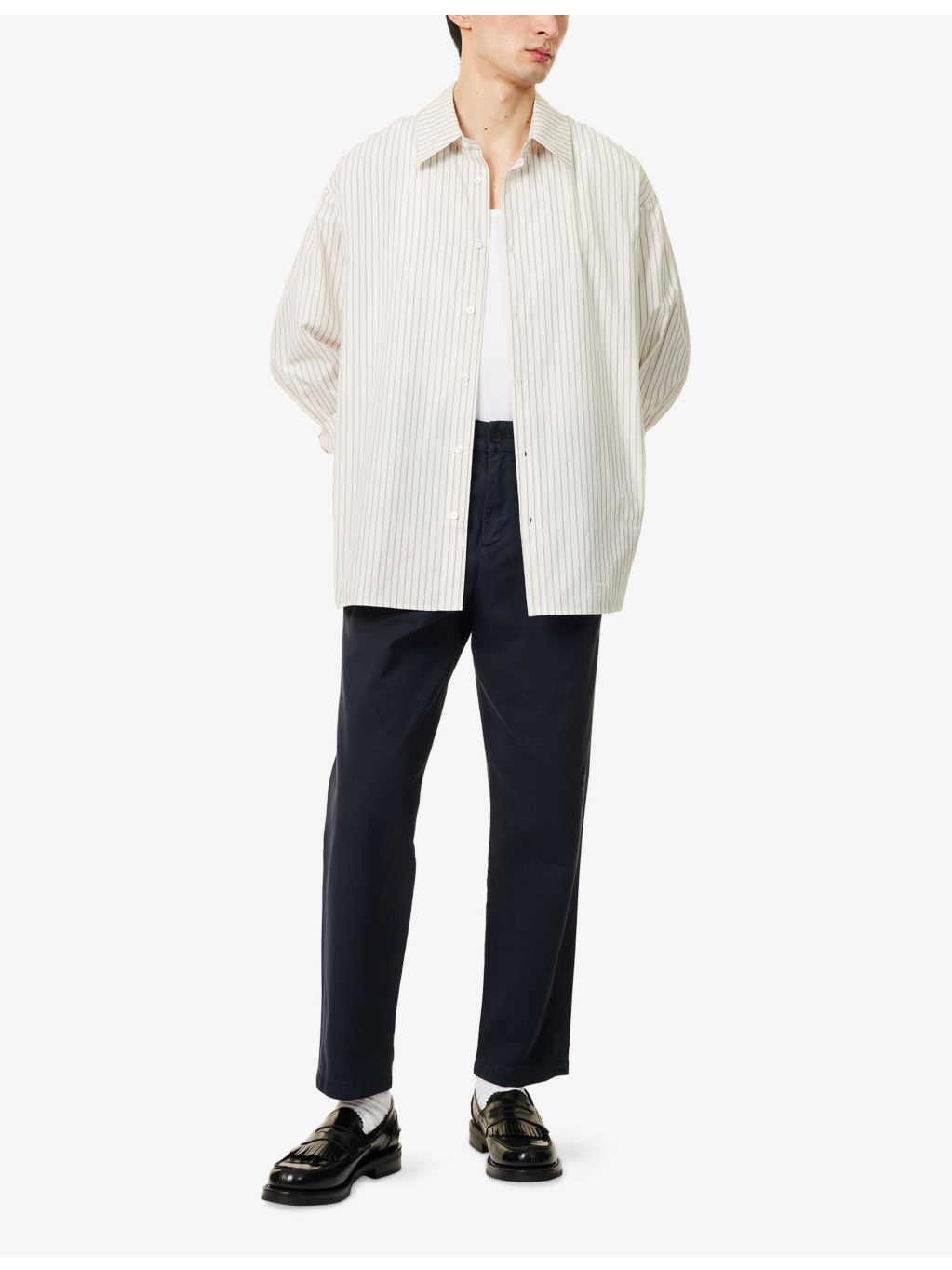 Flat Front Chino Tapered-Leg Cotton Trousers - 2
