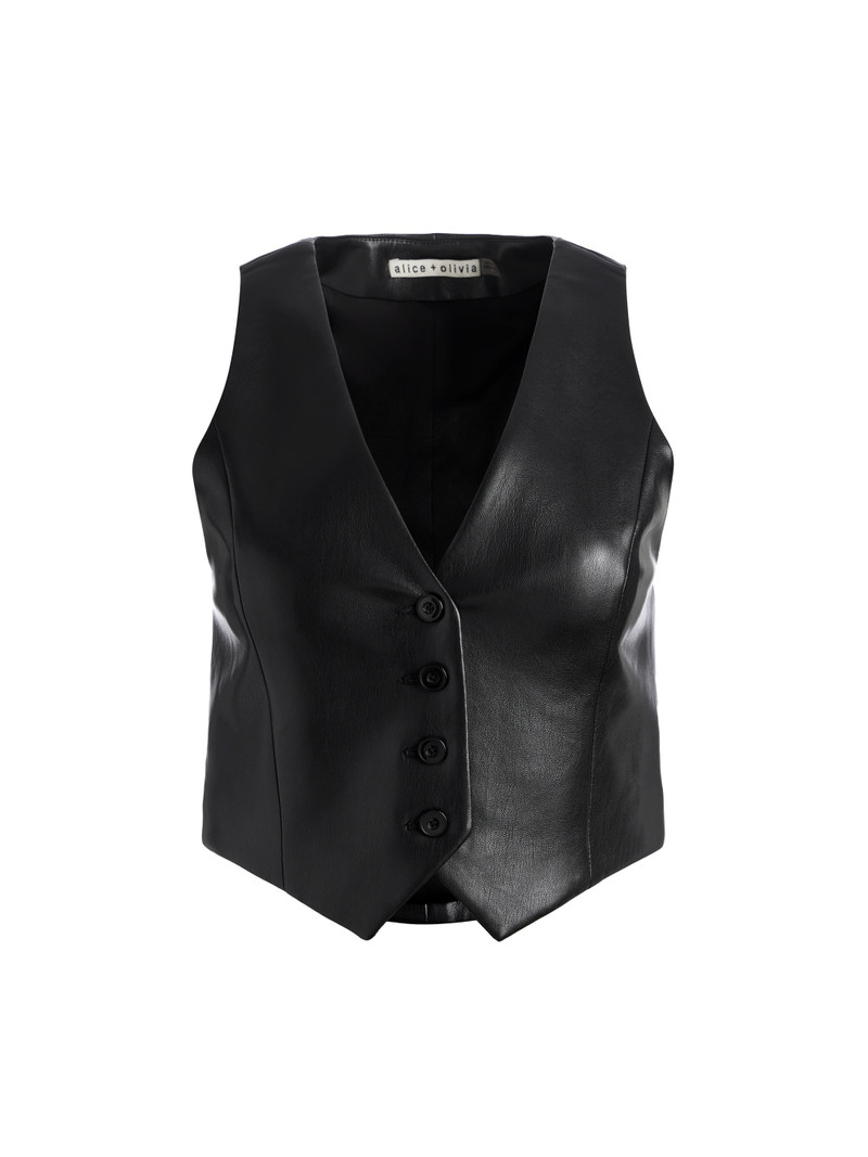 Alice + Olivia DONNA VEGAN LEATHER VEST outlook