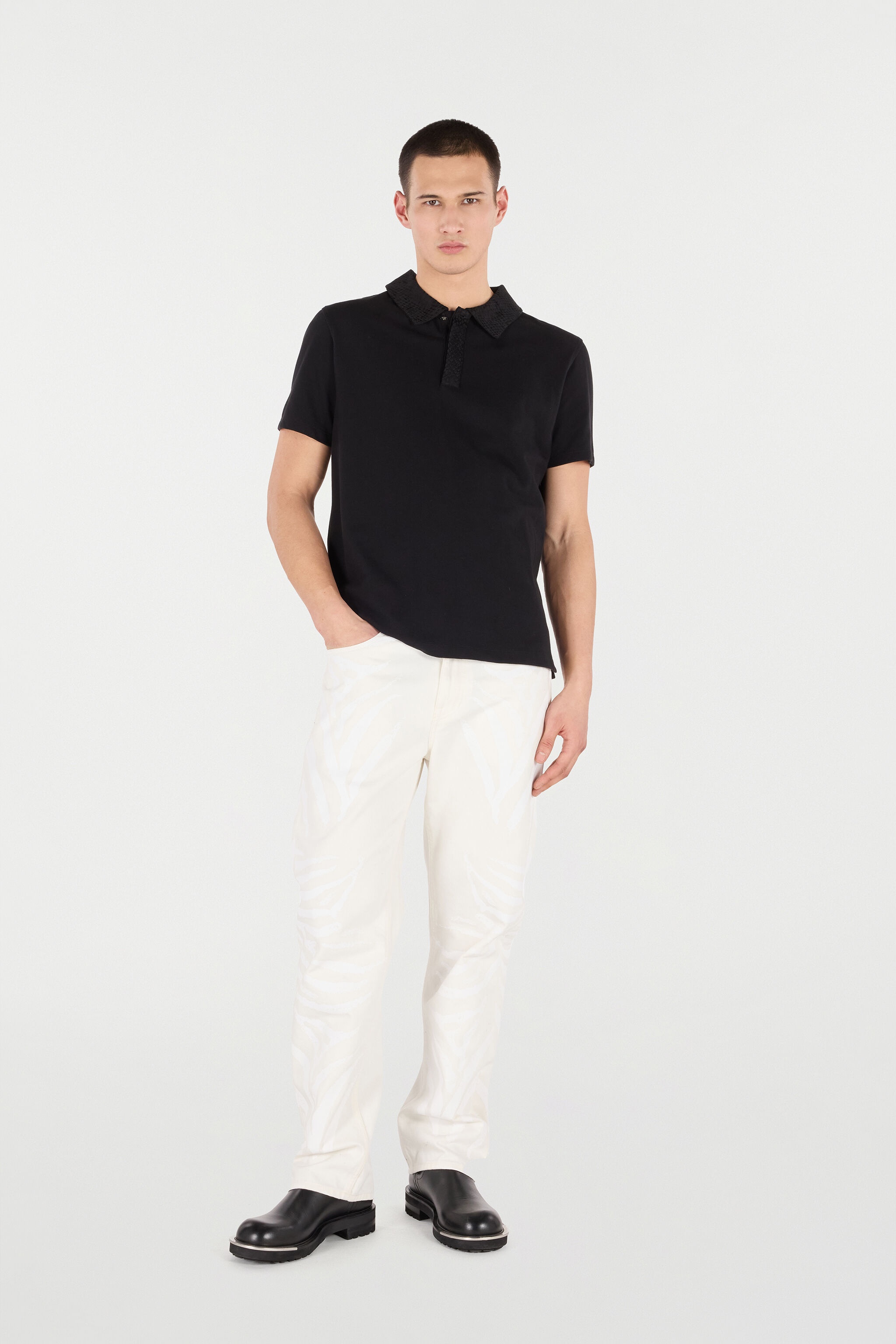 Polo With Snake Scale Embellishment - 2