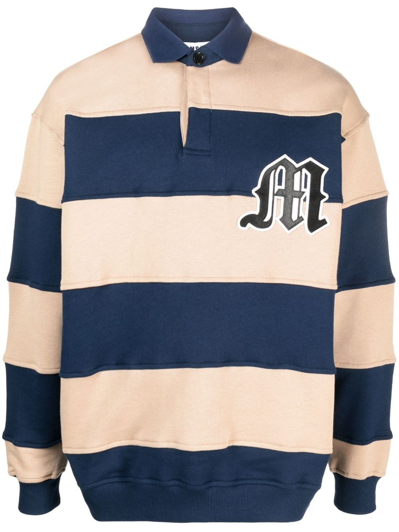 logo-patch striped polo sweatshirt 1