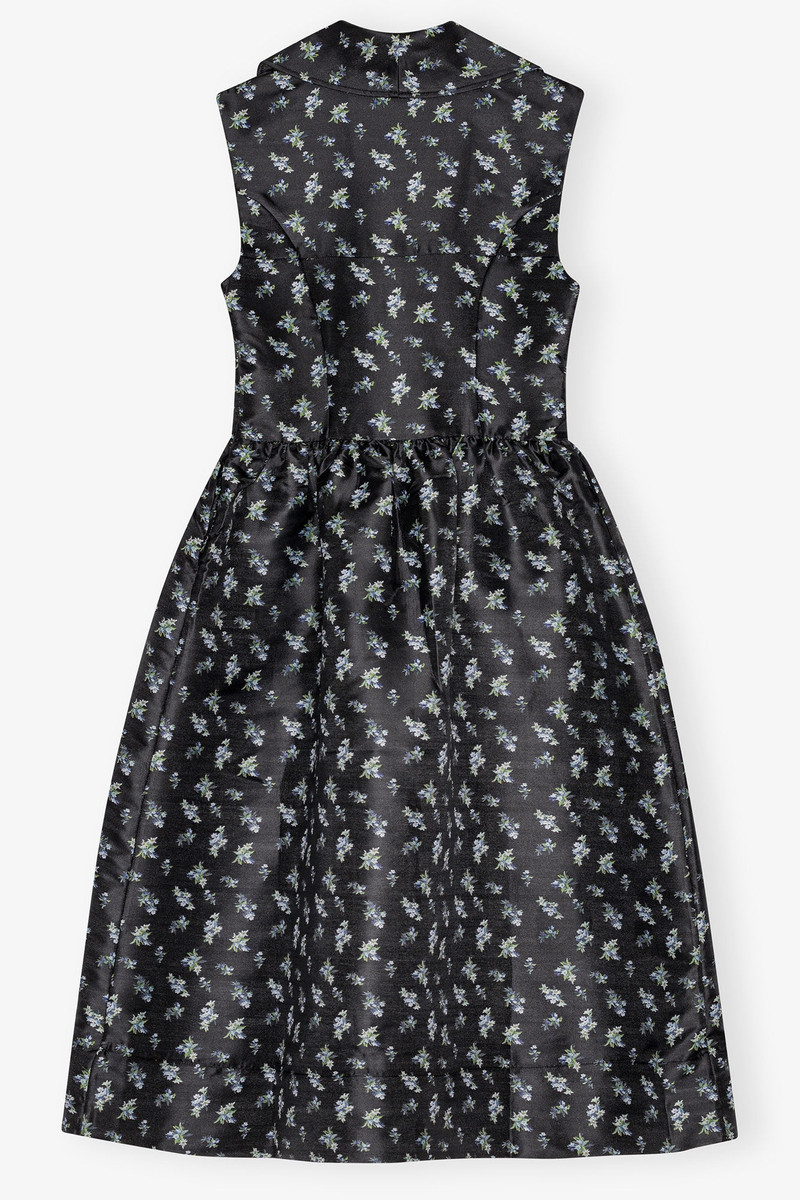 BLACK FLORAL JACQUARD MIDI DRESS 5