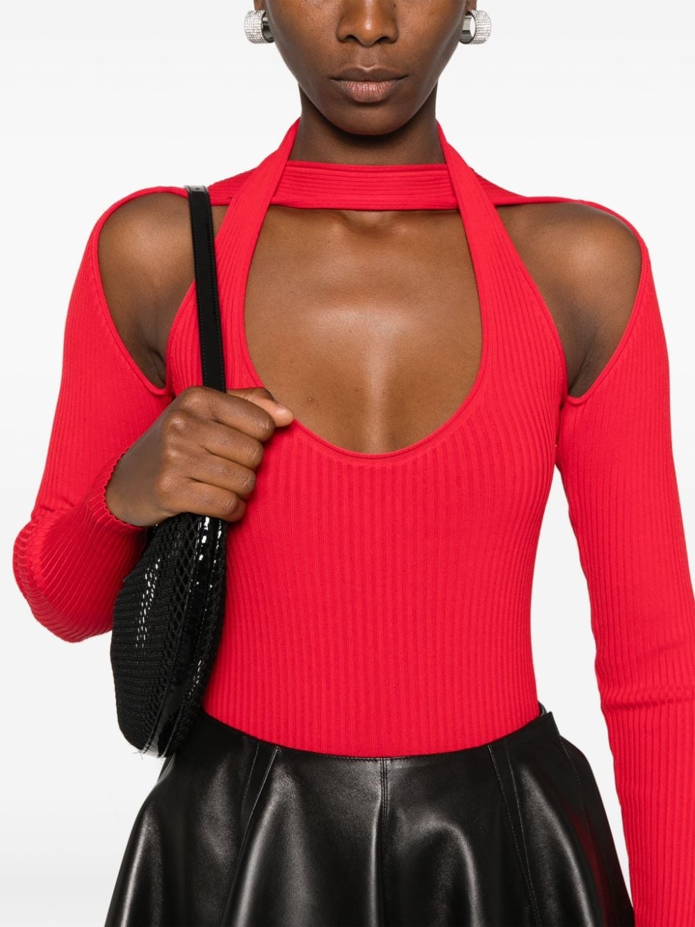 cut-out knitted top - 5