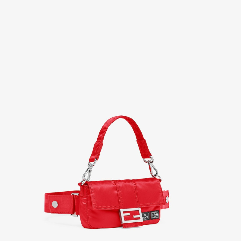 Baguette mini mobile phone pouch made of strong, high performance red Porter® nylon with square flap 2