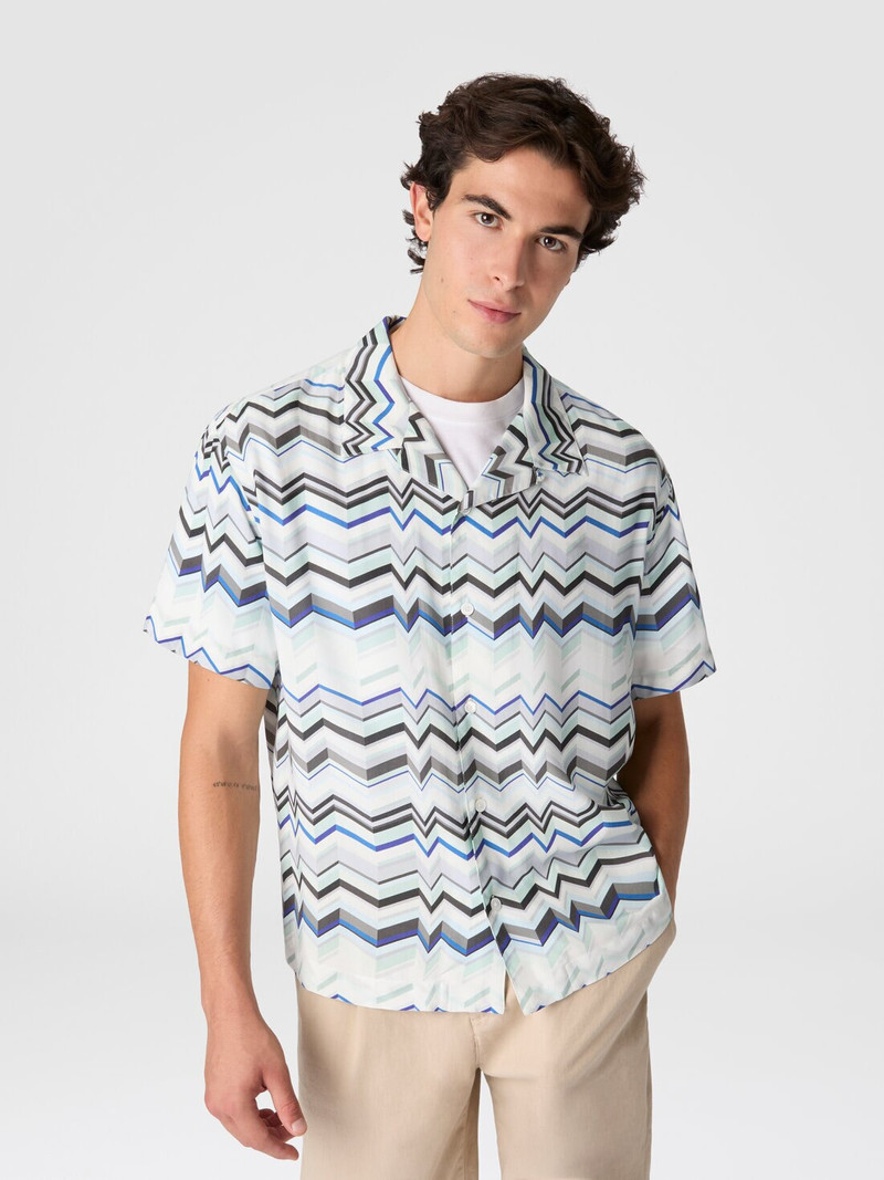 Bowling shirt in viscose with zigzag print 4
