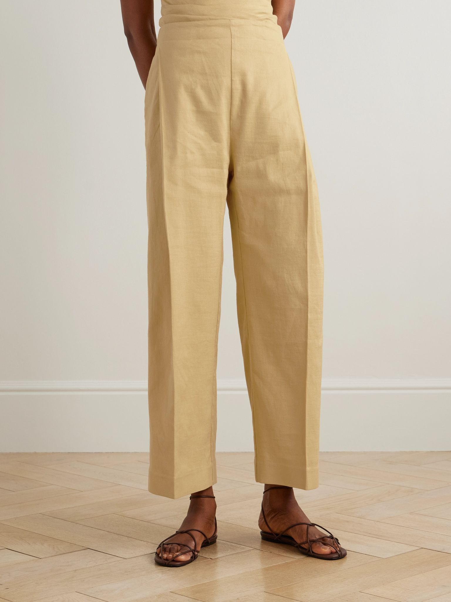 Ornella linen-blend wide-leg pants Beige - 3