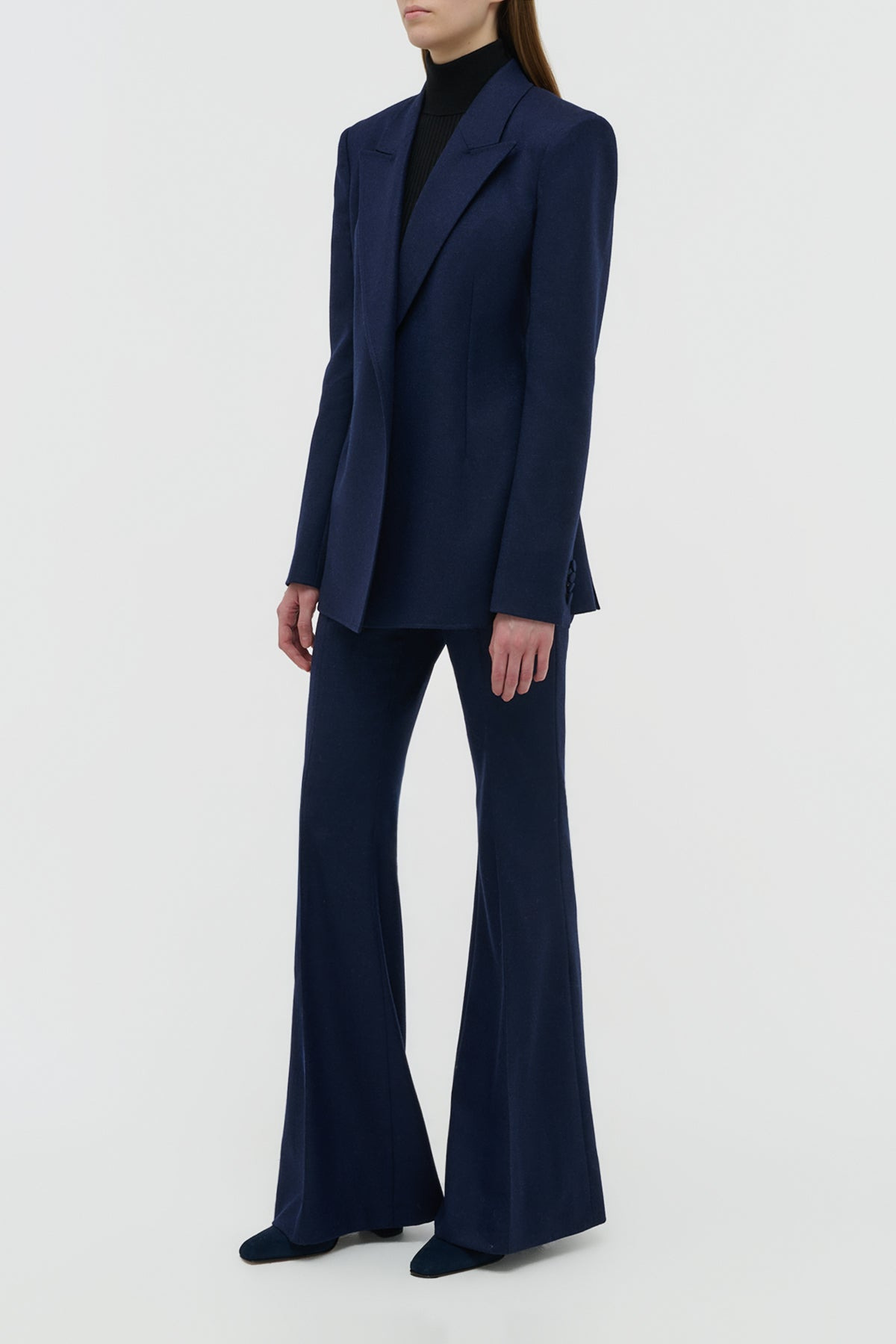 Mairi Blazer in Navy Wool Cashmere Flannel - 3