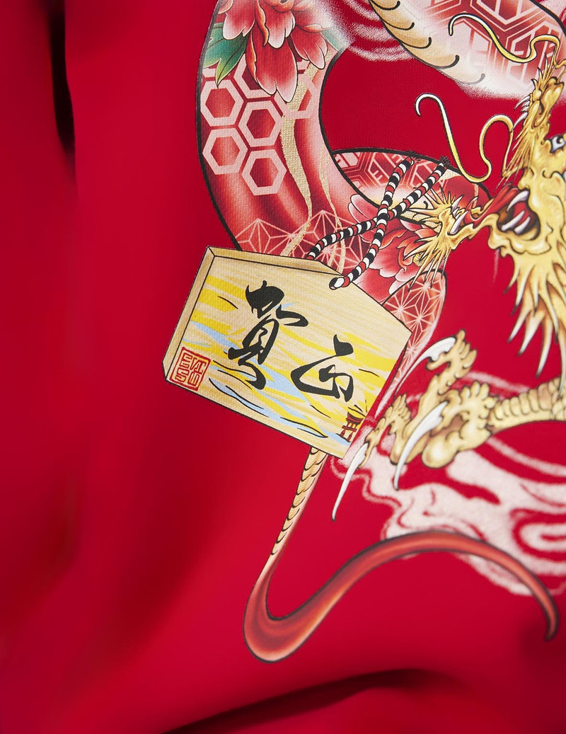 Soaring Snake and Dragon Print Relax Fit Hoodie 9