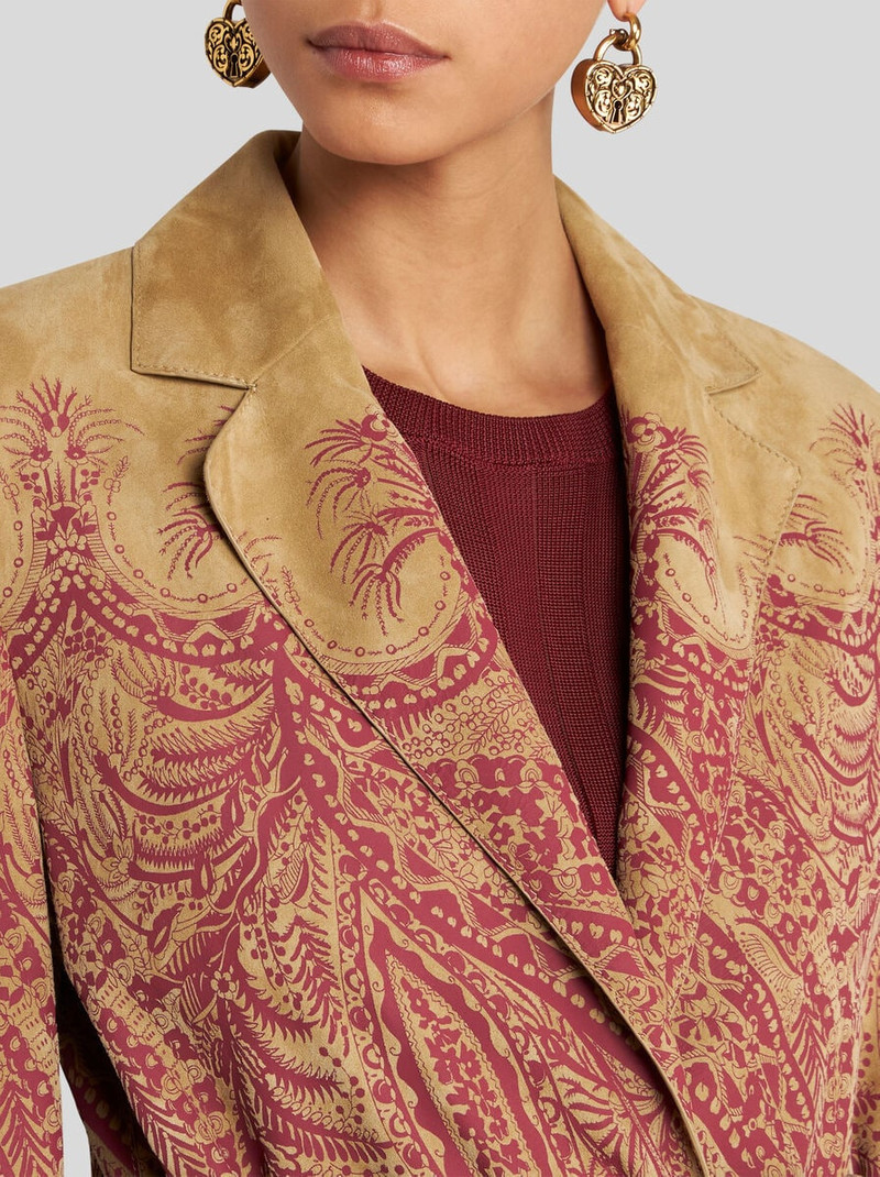 SUEDE COAT WITH PLACED PRINT 2