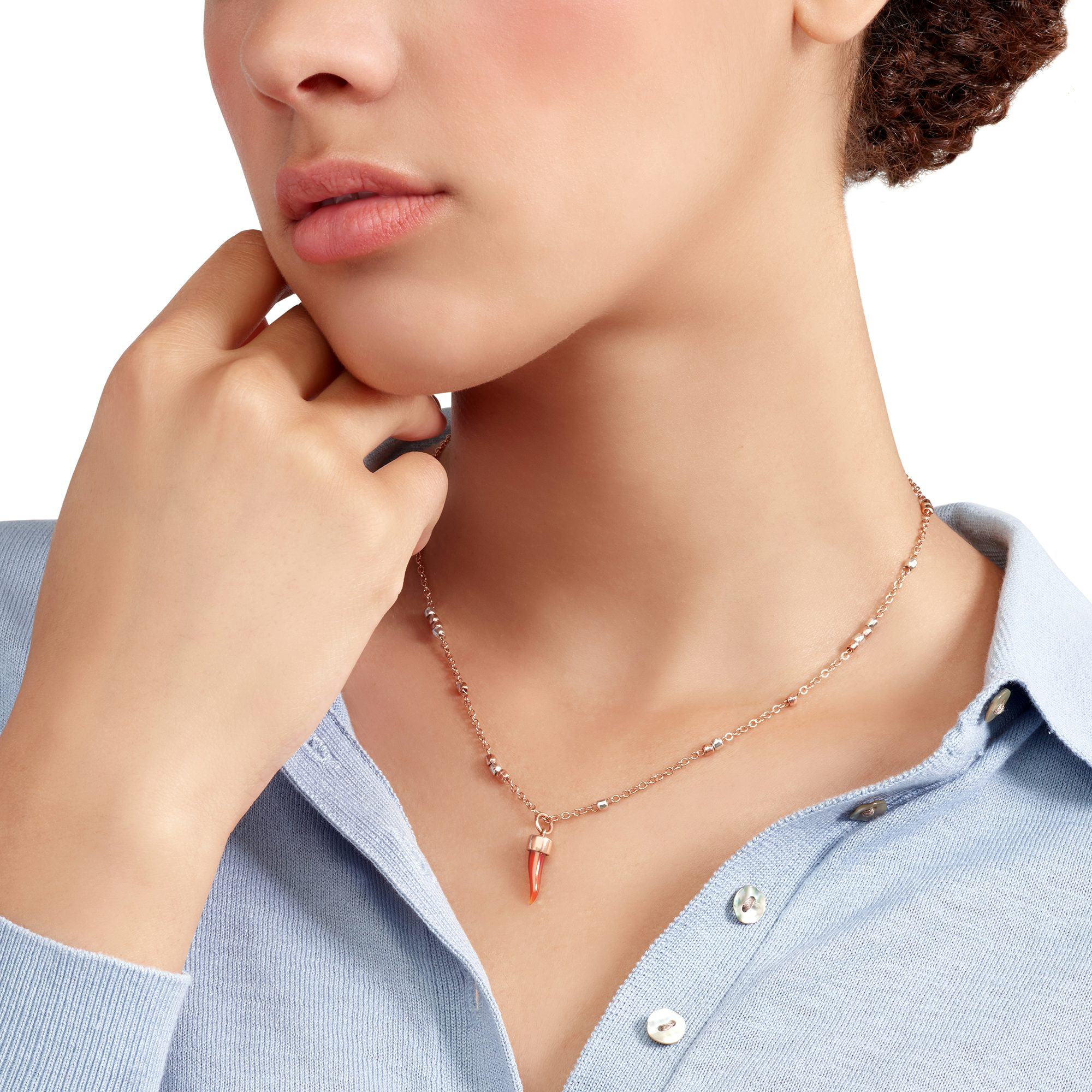 YELLOW GOLD & CARNELIAN HORN CHARM - 3