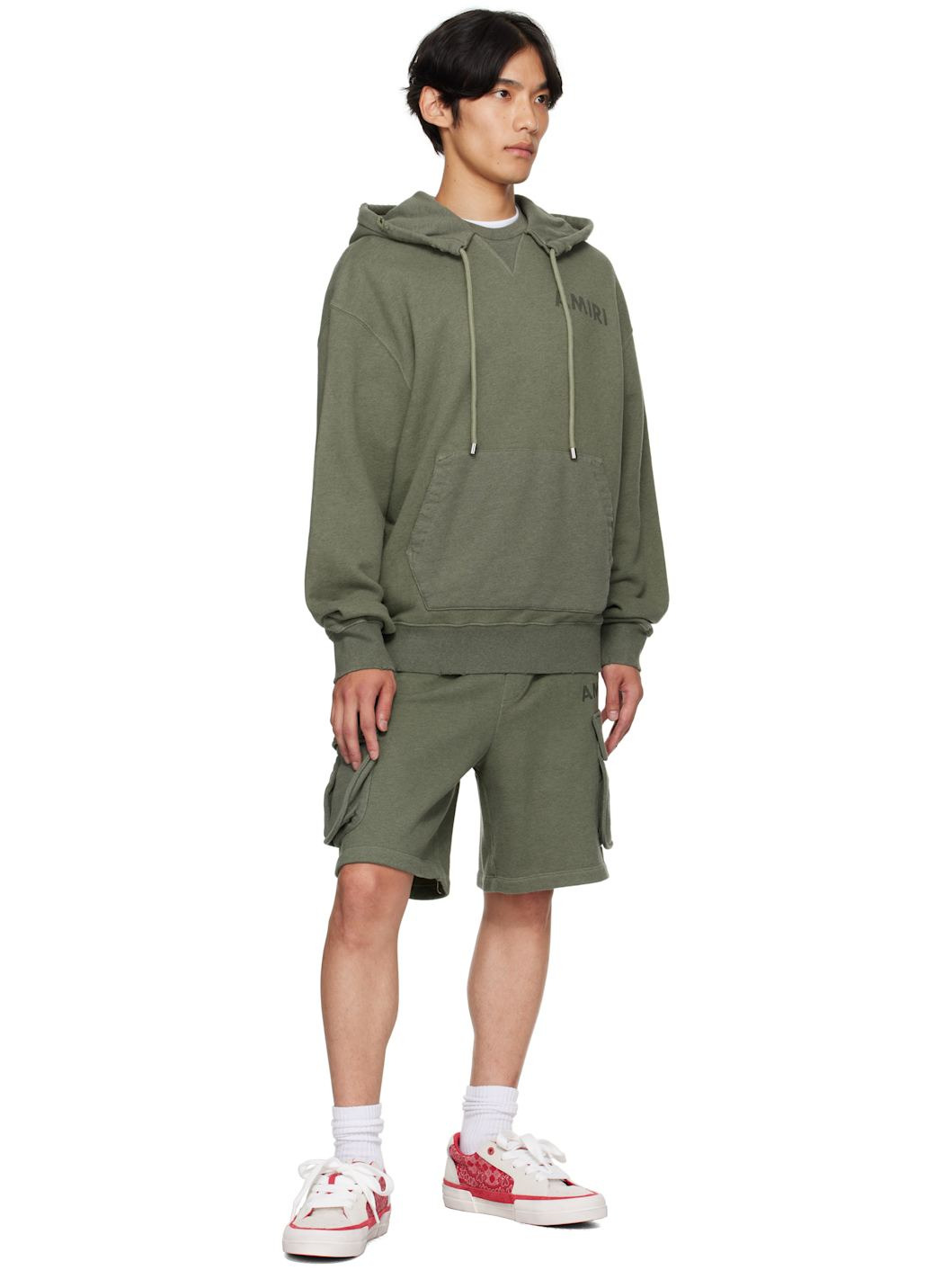 Khaki 'AMIRI' Stencil Oversized Hoodie - 4