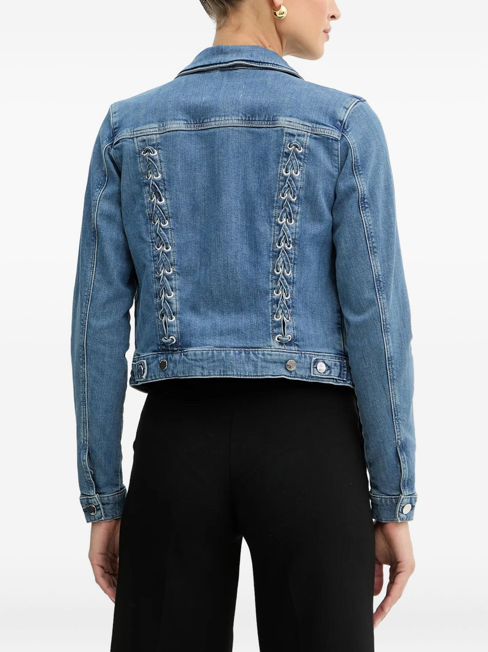 lace-up denim jacket - 3