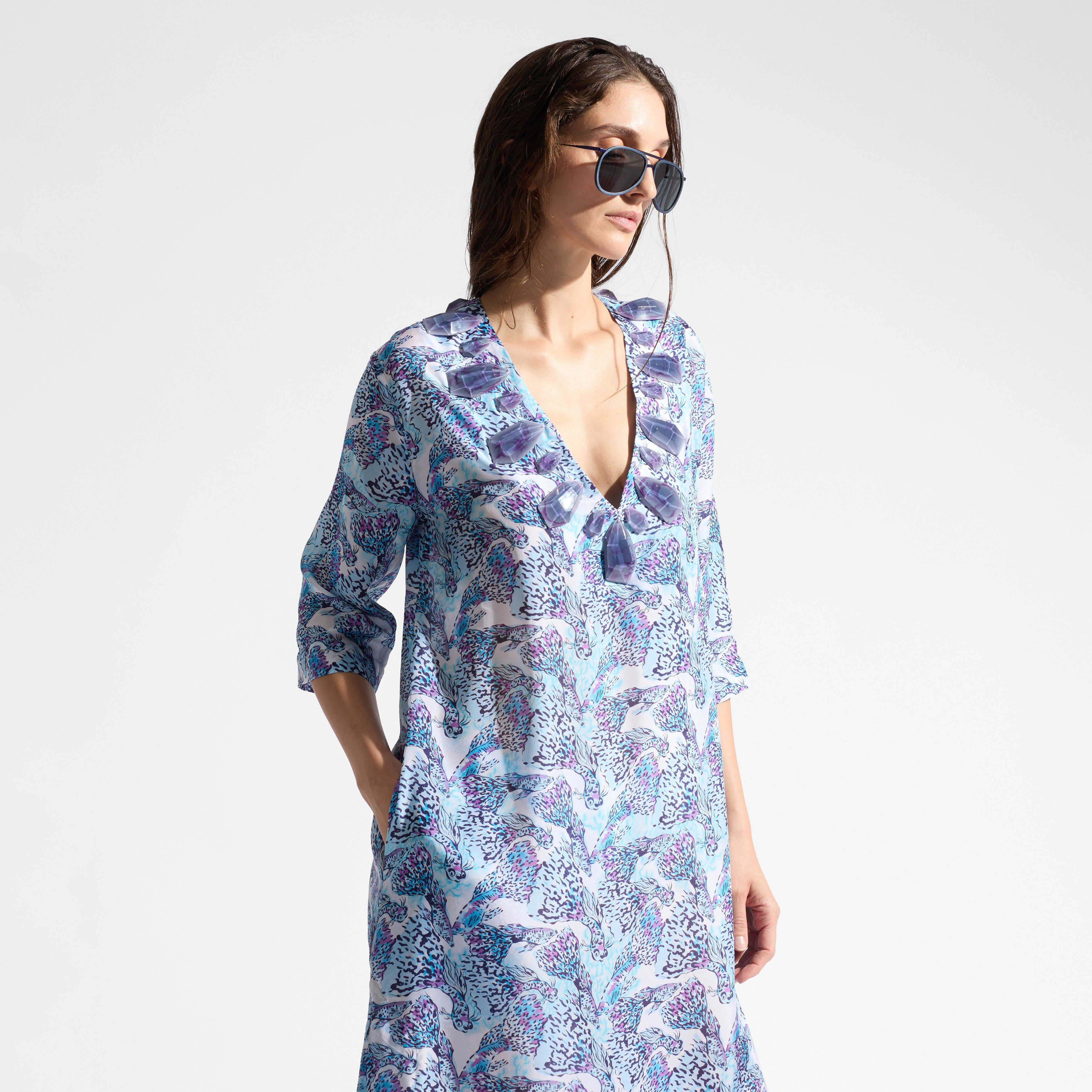 Women Silk Kaftan Isadora Fish - 1