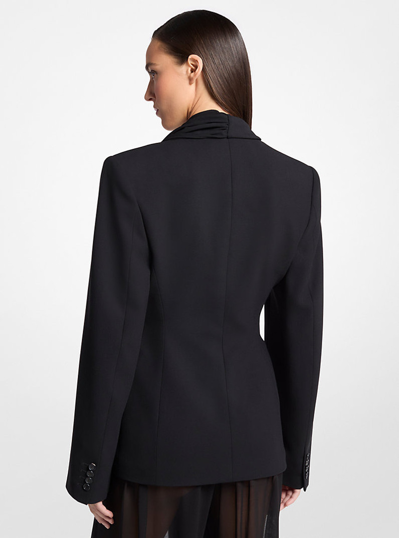MICHAEL KORS COLLECTION Tissue Wool Crepe Scarf Belted Blazer outlook