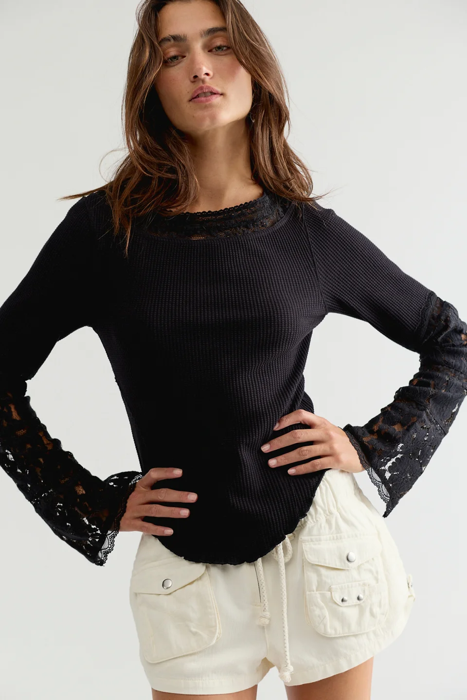 Amber Lace Cuff Long Sleeve Top - 1