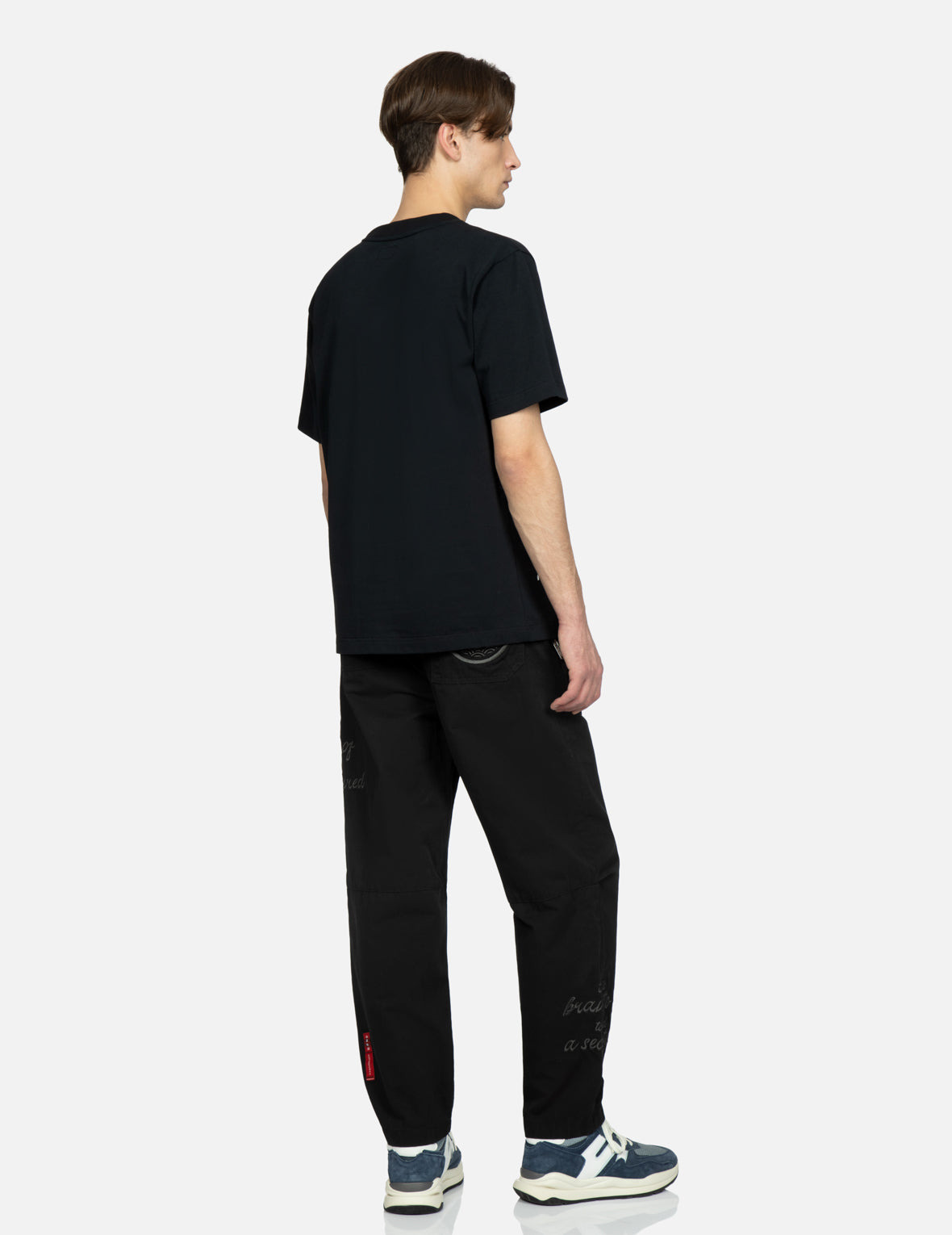 KAMON AND SLOGAN EMBROIDERY LOOSE FIT PANTS - 3