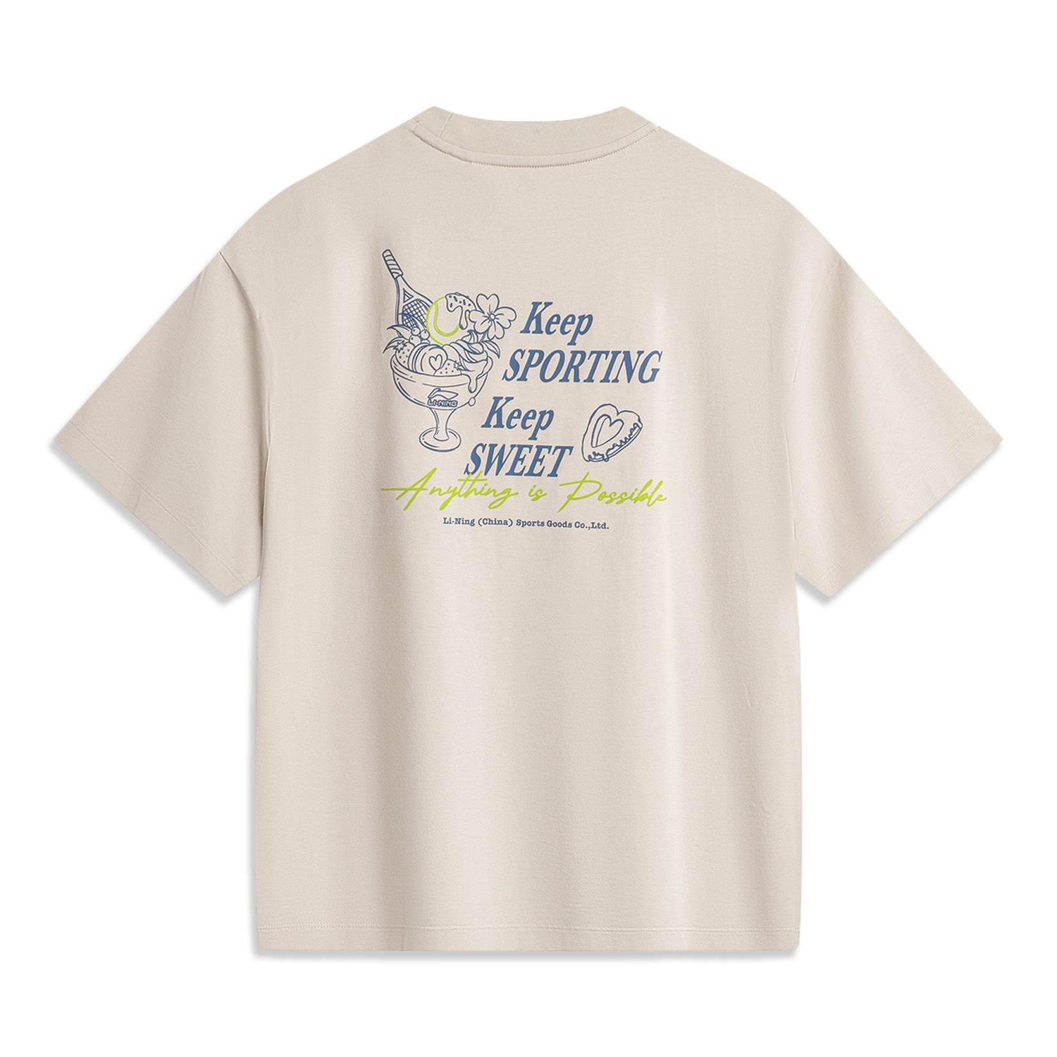 (WMNS) Li-Ning Graphic Oversized T-shirt 'Oatmeal Grey' AHSU522-3 - 2