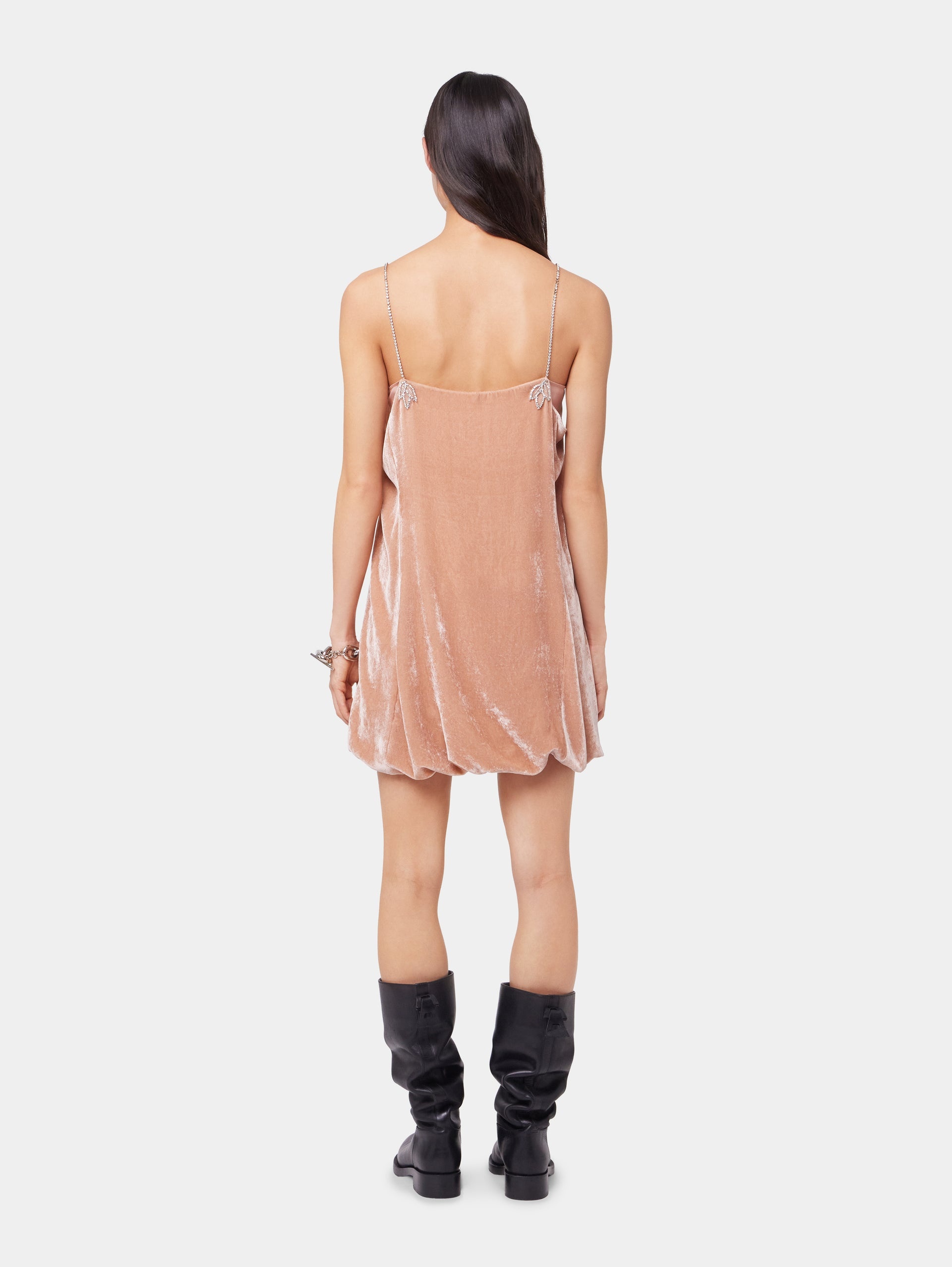 LIGHT PINK SHORT DRESS IN VELVET - 5