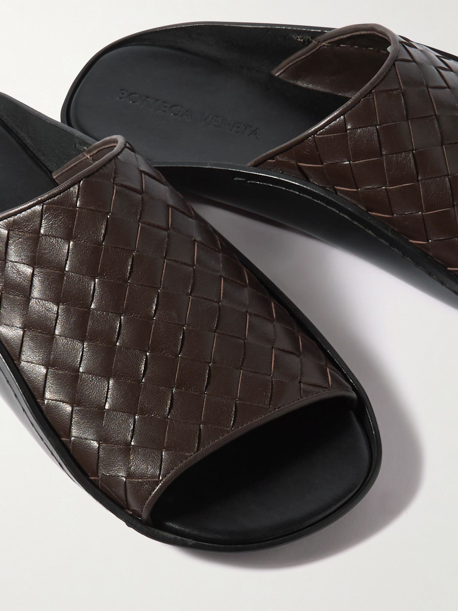 Wave Intrecciato Leather Slides Dark brown - 5