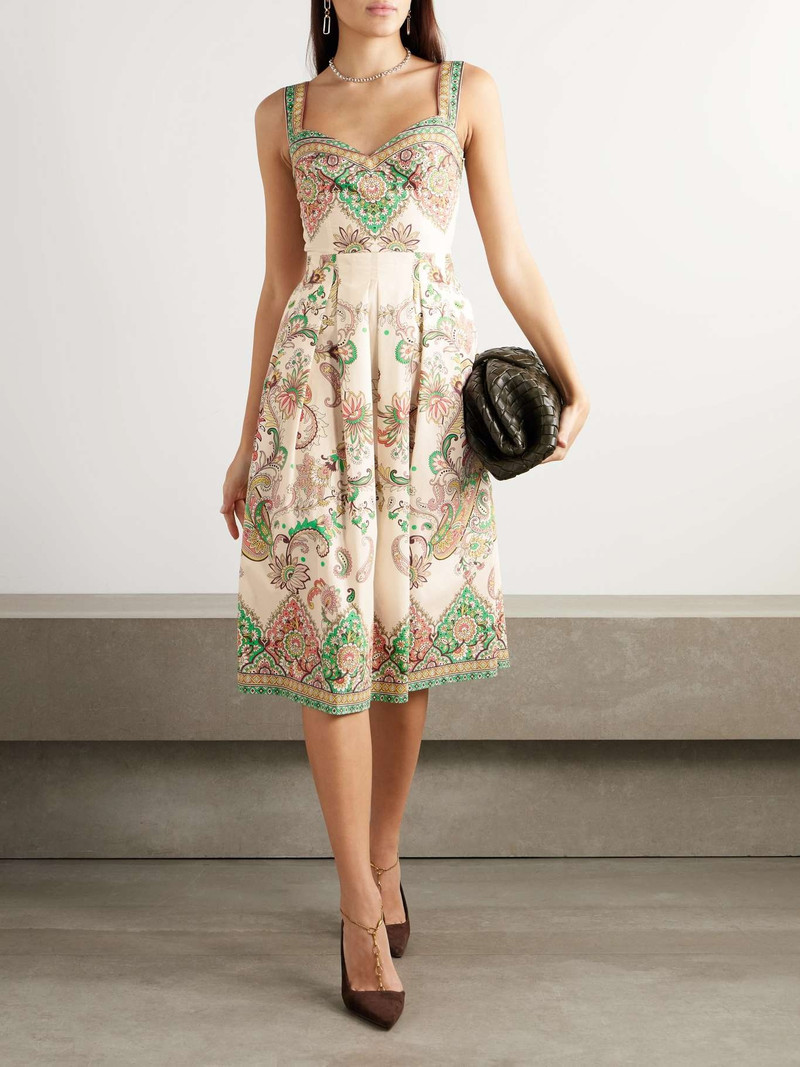 Etro Pleated printed cotton-poplin midi dress outlook