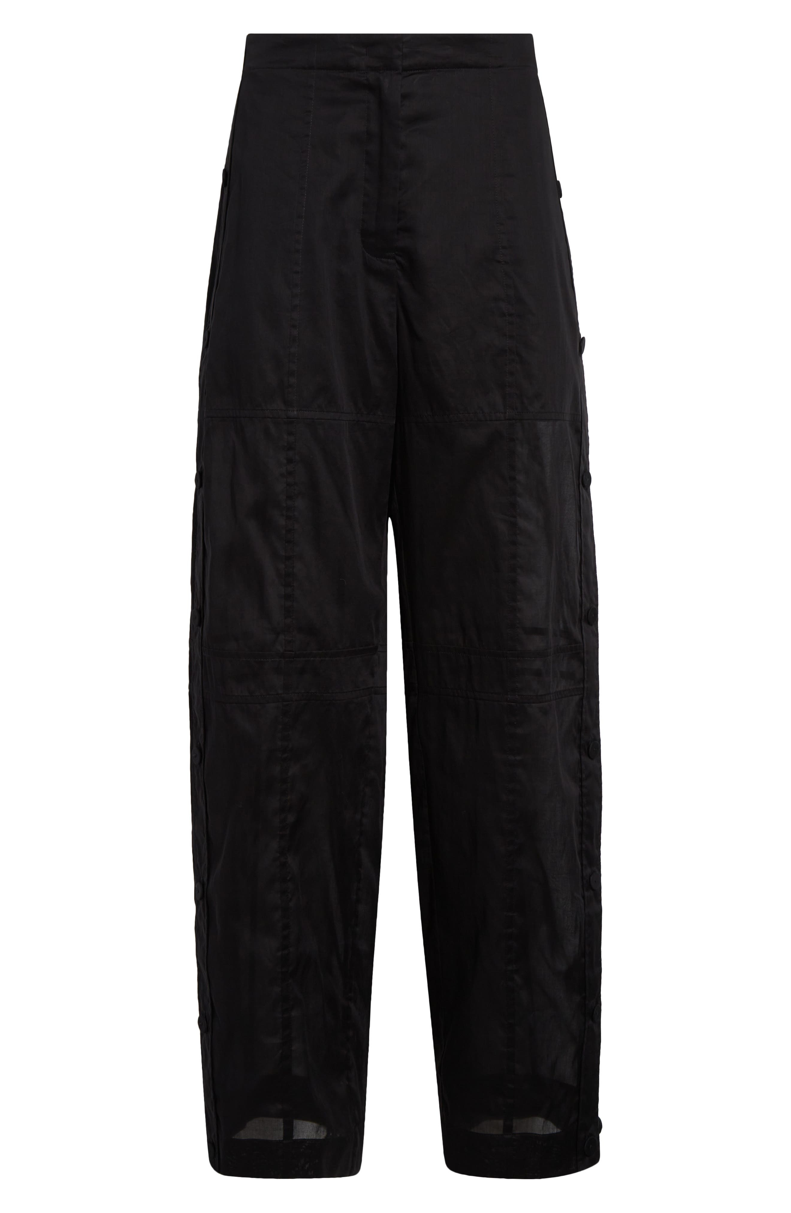 Jil Sander Relaxed Cotton Organdy Straight Leg Pants in Black at Nordstrom - 6