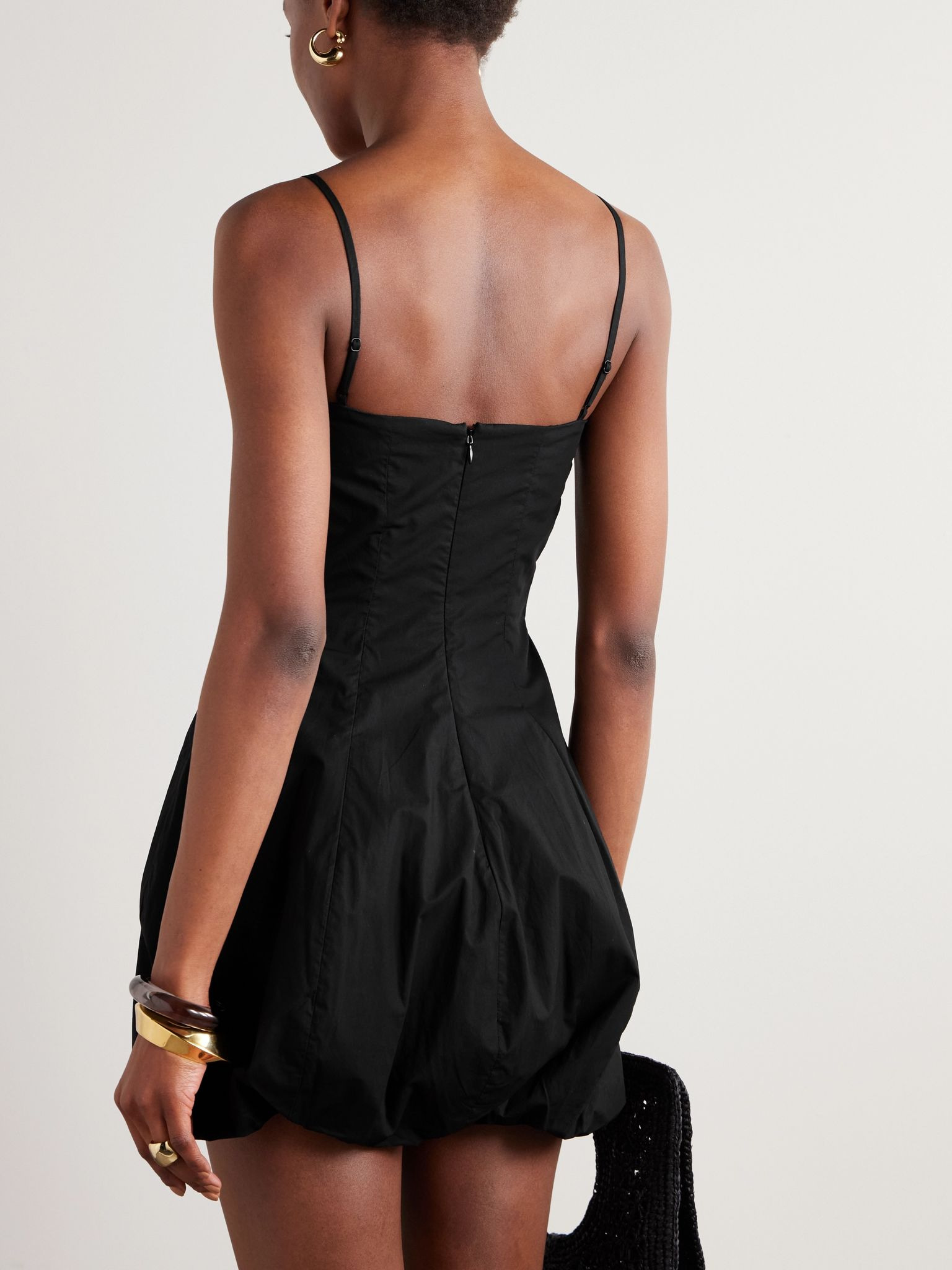 Lera cotton-poplin mini dress Black - 3