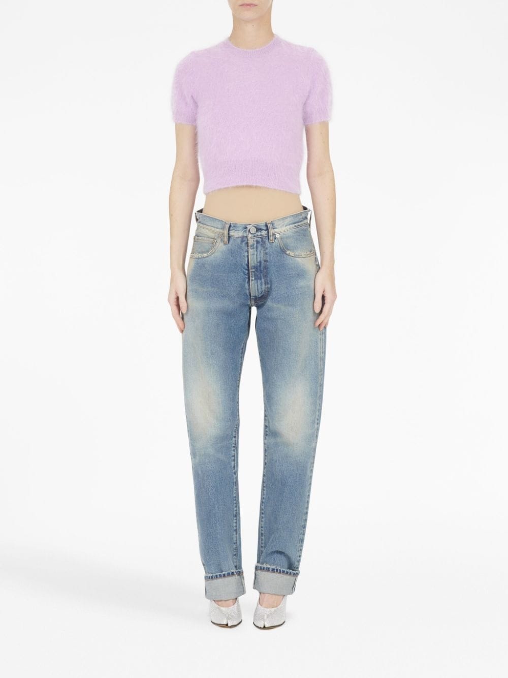 brushed short-sleeved knitted top - 2