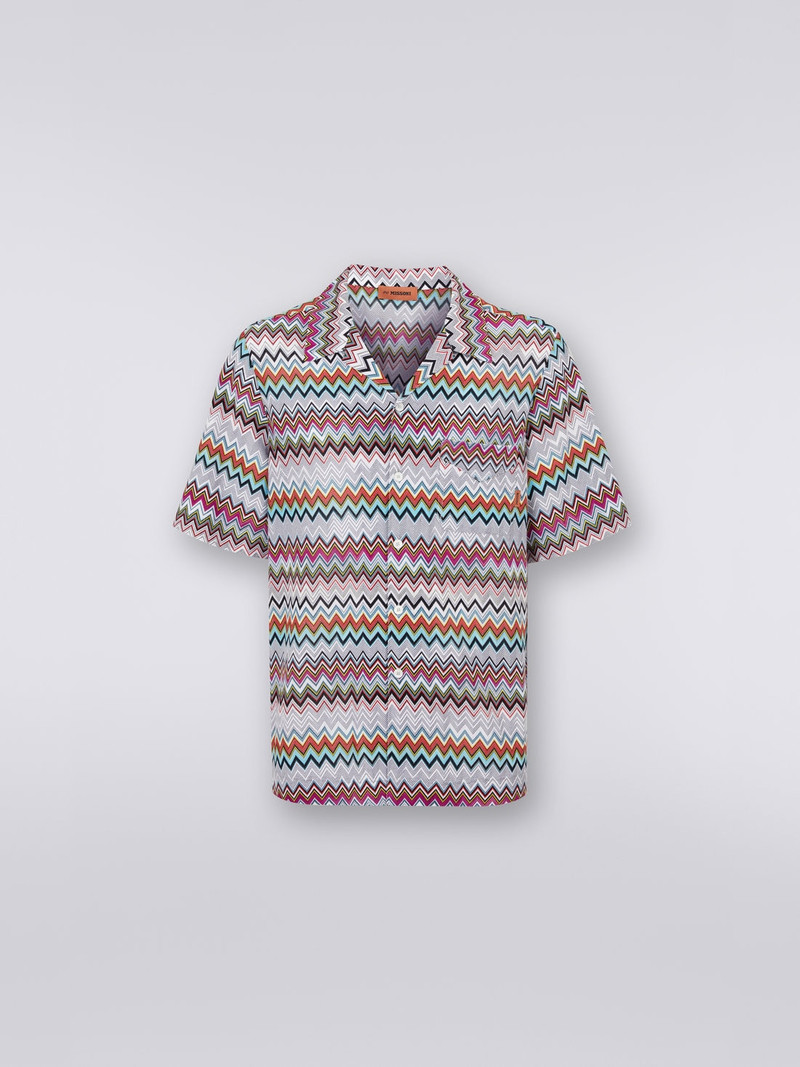 Short-sleeved cotton and viscose bowling shirt 1