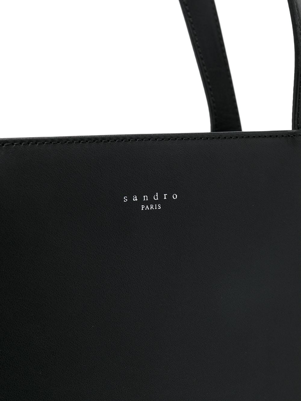 logo-embossed leather tote bag - 4