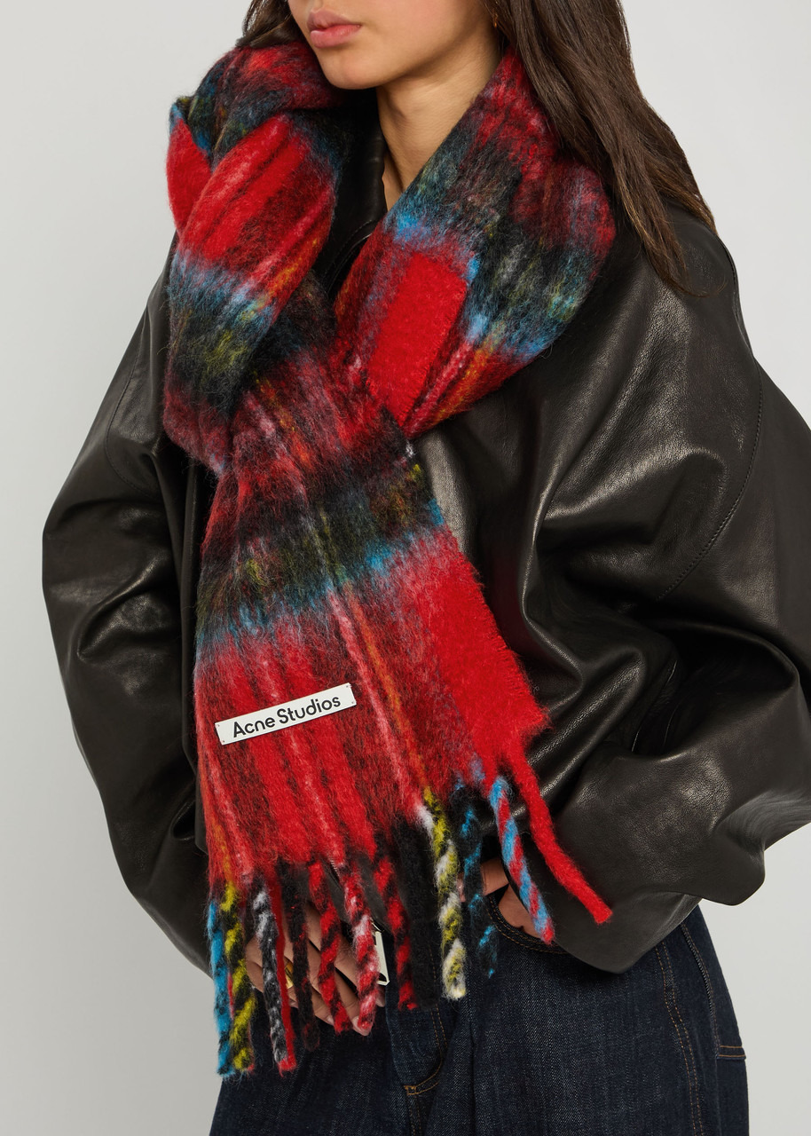 Acne Studios Tartan Fringed Mohair-blend Scarf - 2
