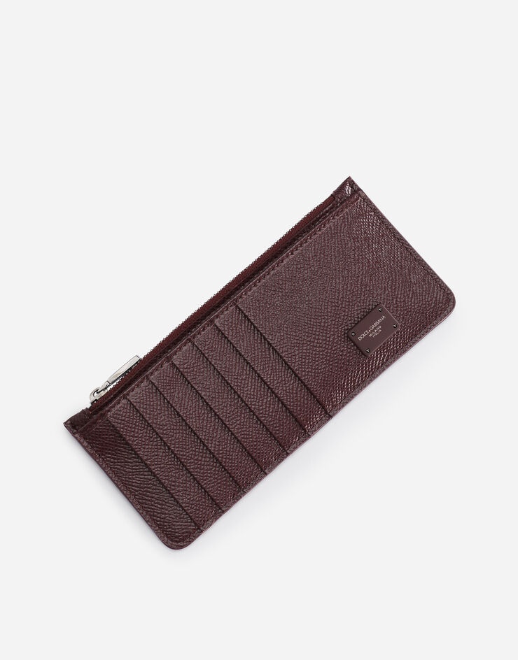 Dauphine calfskin vertical card holder with branded tag - 4