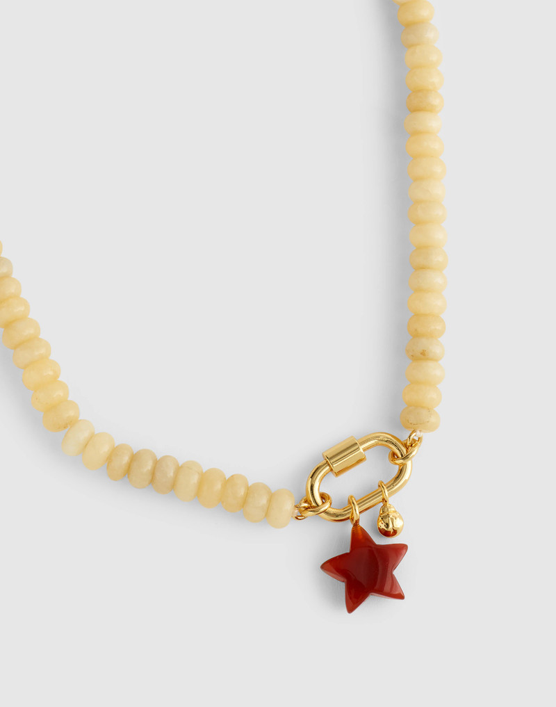 Semiprecious Beaded Carabiner Charm Necklace 1