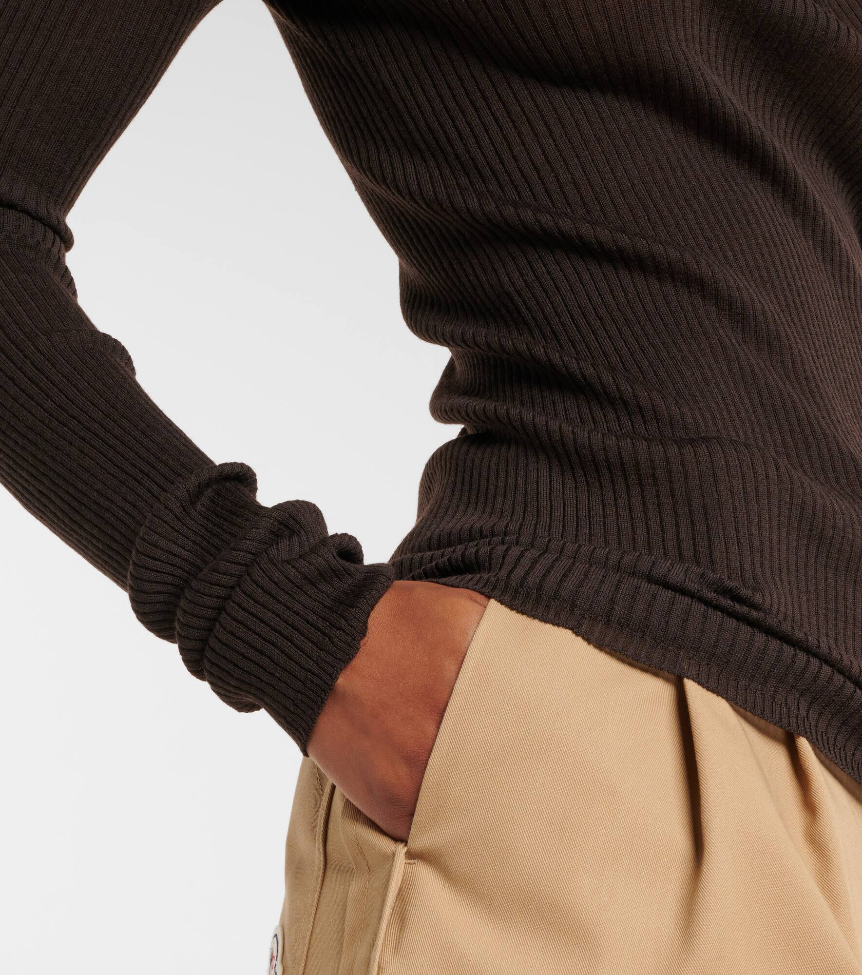 Ribbed-knit wool polo shirt - 5