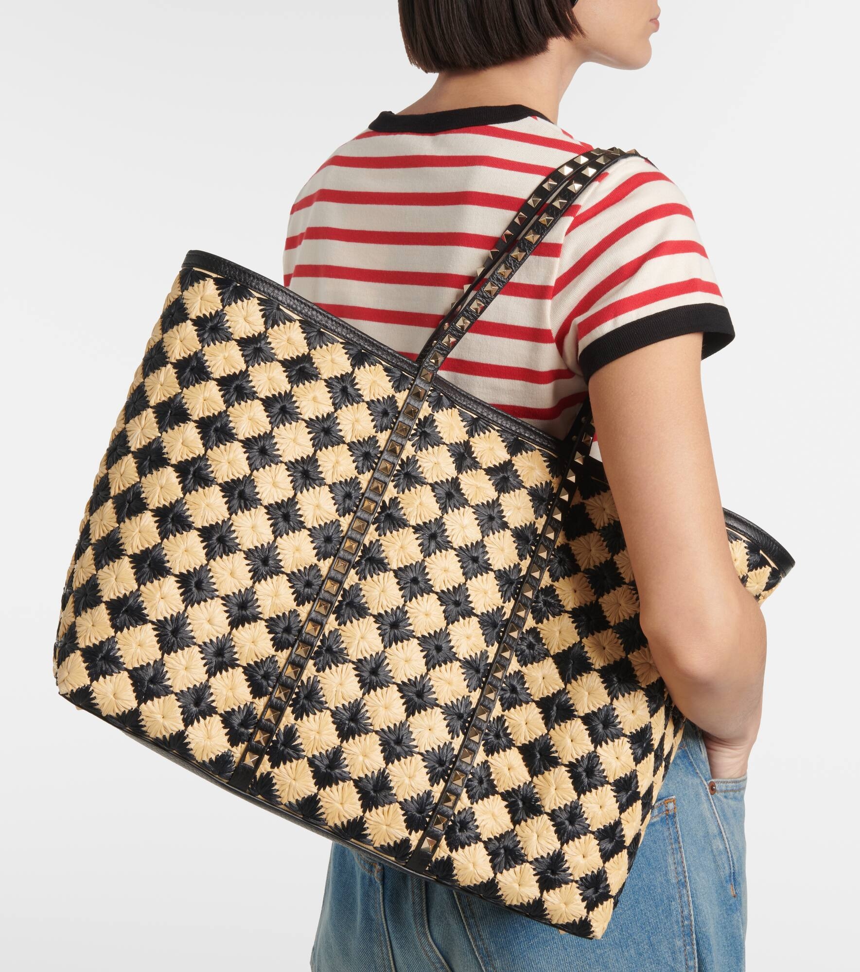Rockstud Large checked tote bag - 2