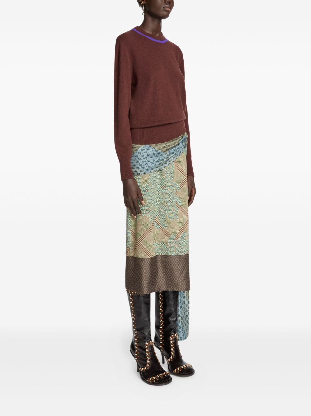 draped silk skirt - 3