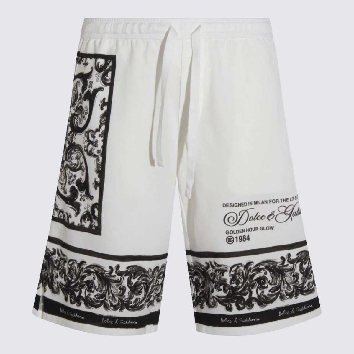 Dolce & Gabbana White And Black Cotton Shorts - 1