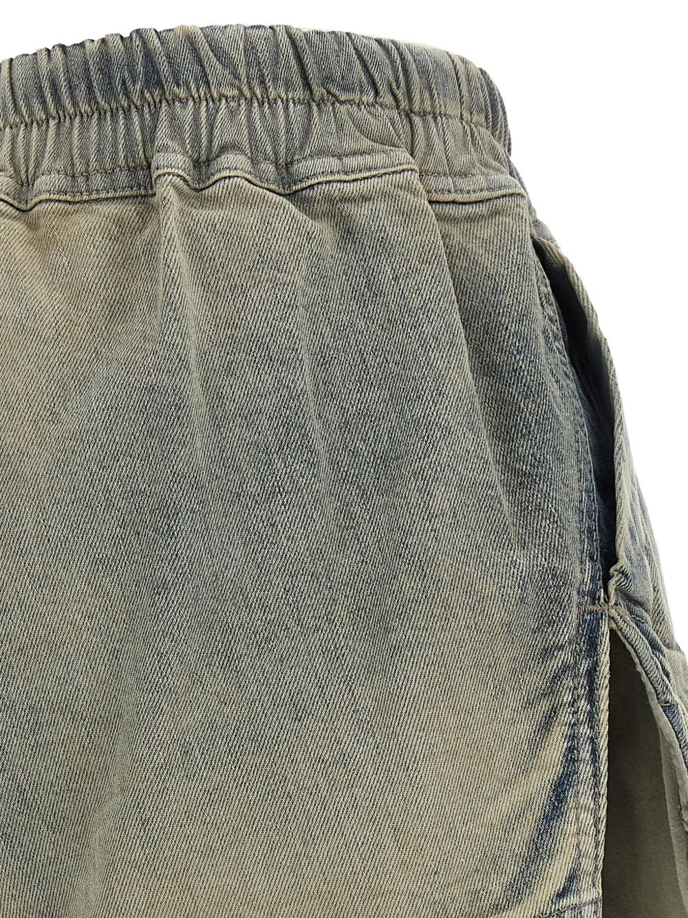 drawstring side-slit denim shorts - 4