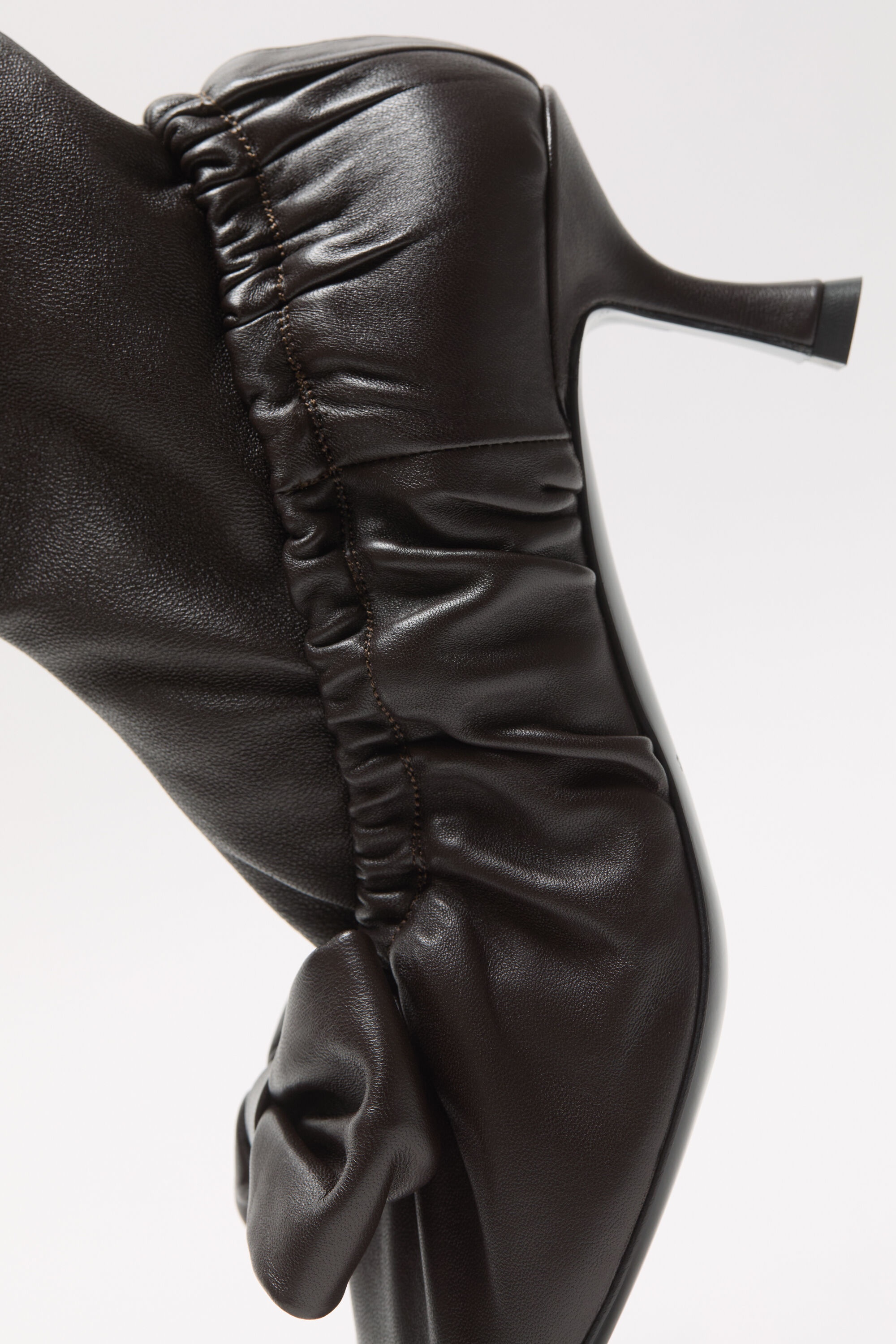 Leather bow ankle boots - Dark brown - 4