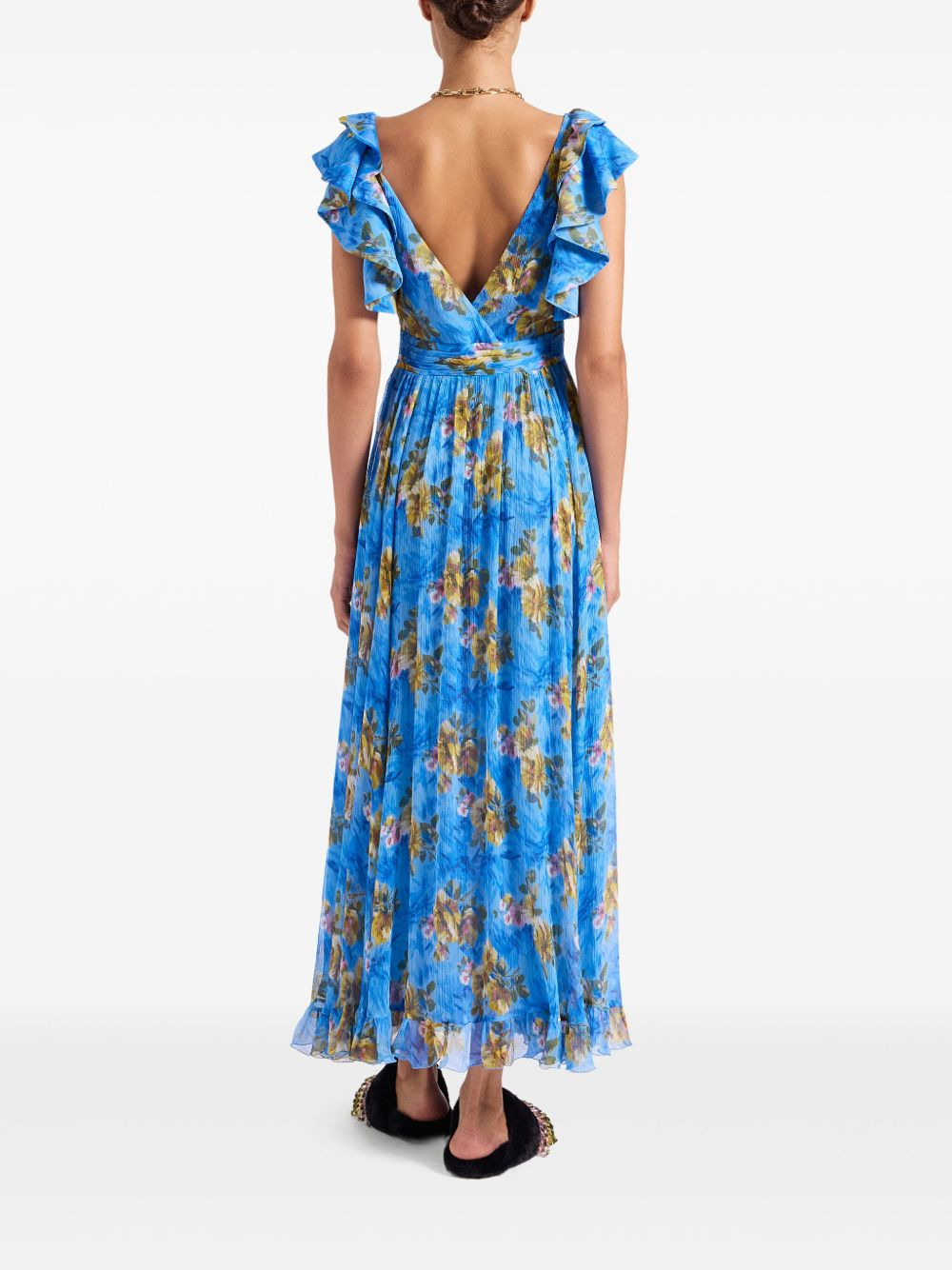 ruffled-details floral-print maxi dress - 4