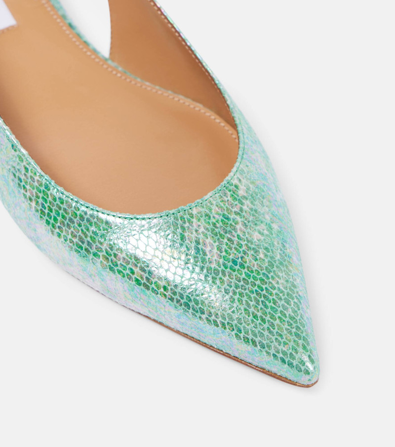 Purist snake-effect leather slingback flats 6
