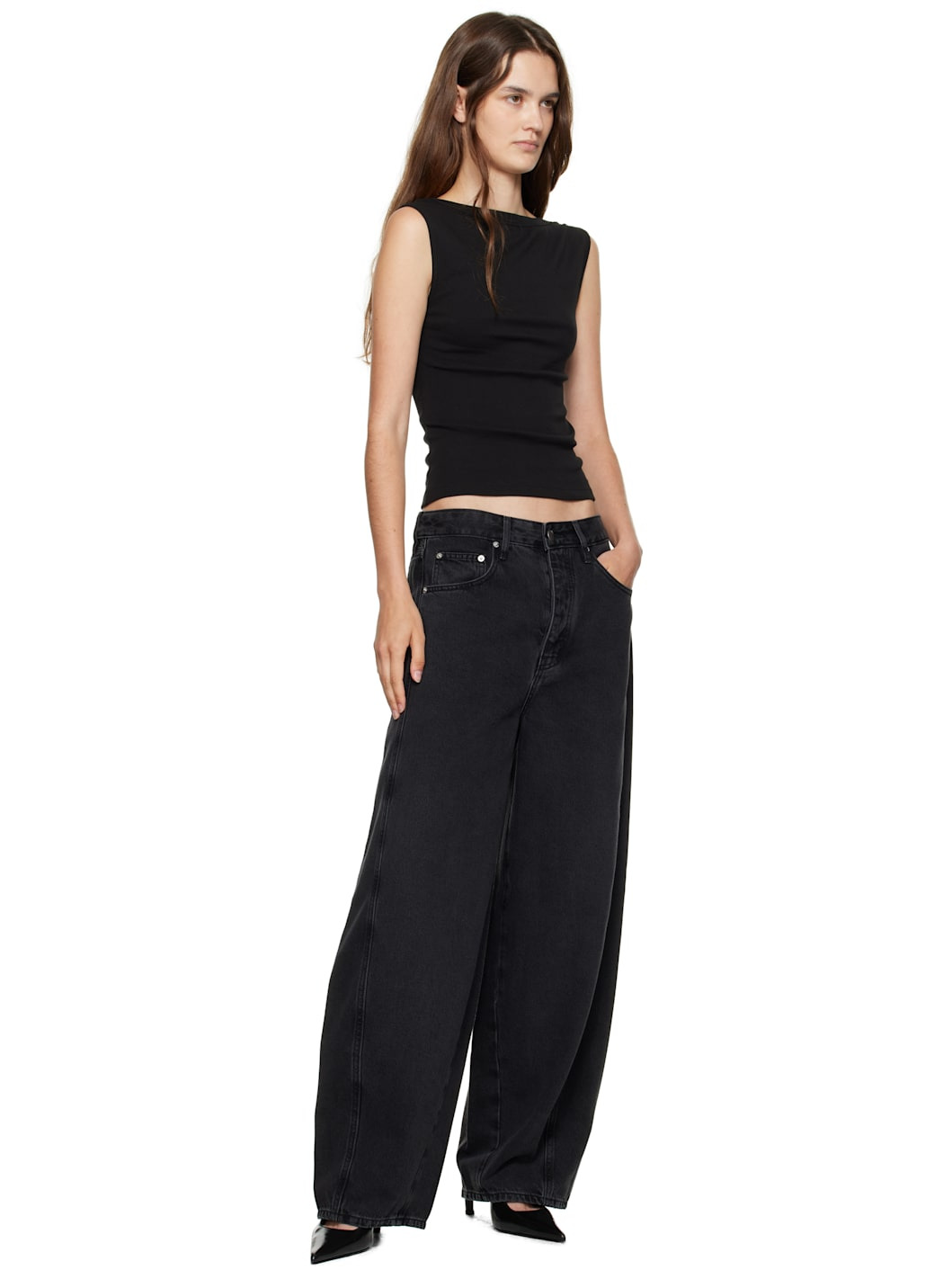 Black Outland Denim Edition Mid Rise Balloon Jeans - 4