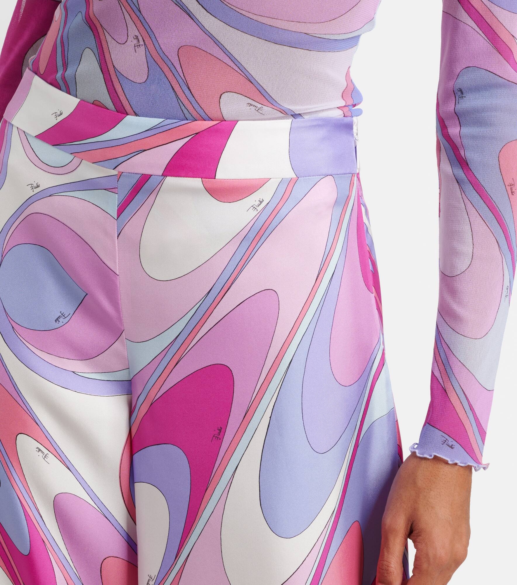 Iride silk twill wide-leg pants - 4