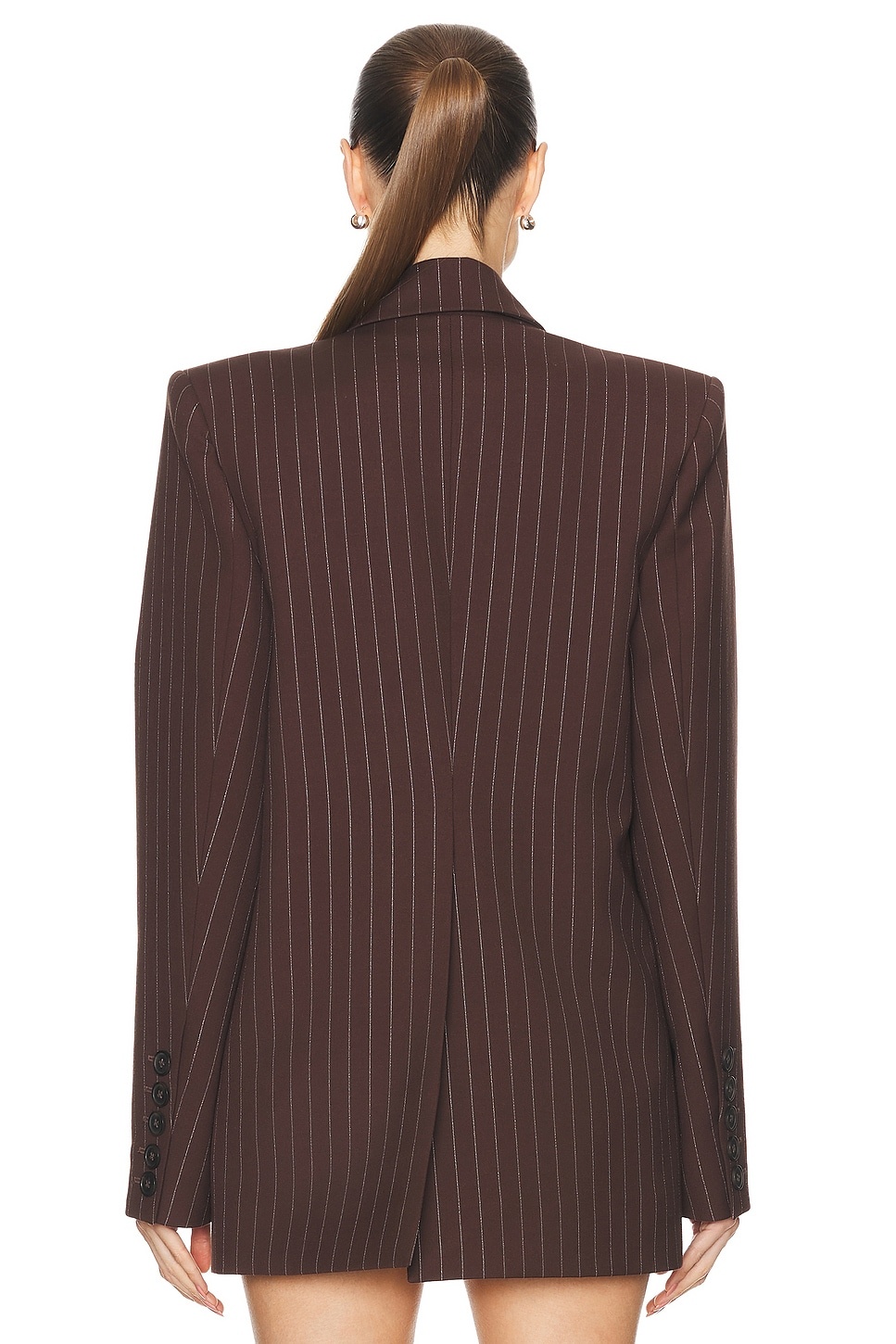 Lurex Pinstripe Single Breasted Oversize Blazer - 4