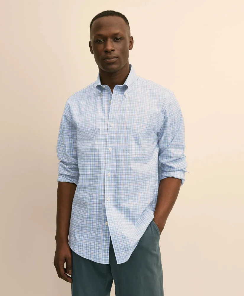 Stretch Non-Iron Poplin Polo Button-Down, Sport Shirt - 1
