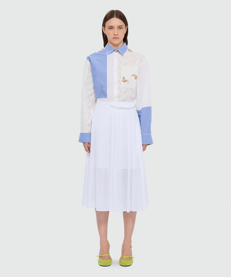 MSGM Off-white midi poplin skirt with Sangallo embroidery outlook