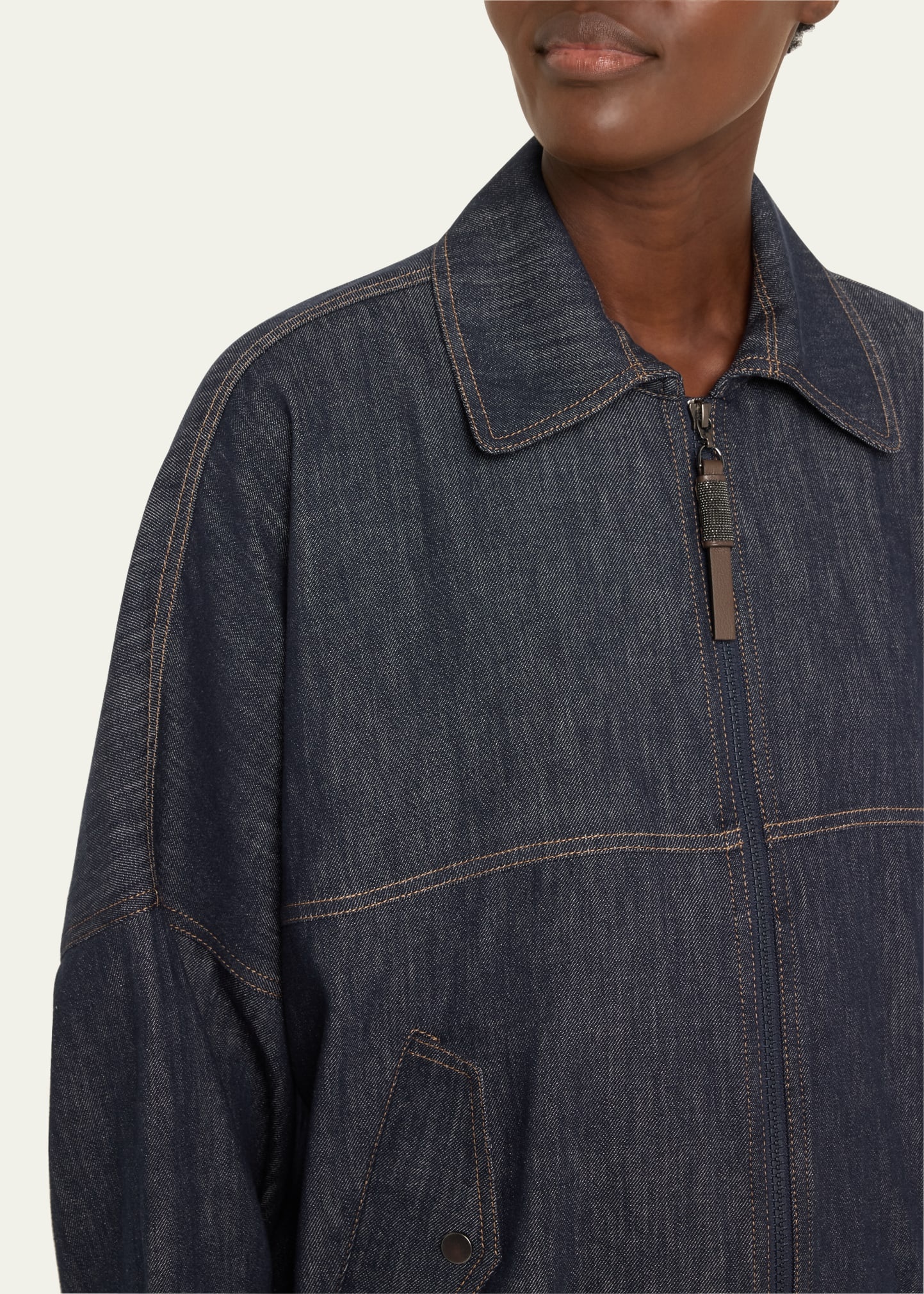 No Fade Denim Zip-Up Jacket - 4