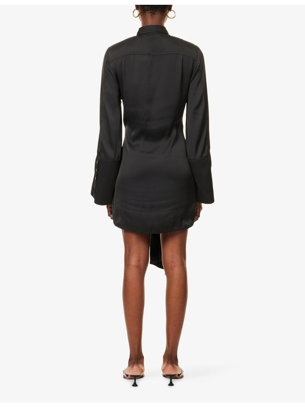 Tie-Shirt Long-Sleeves Woven Mini Dress - 4