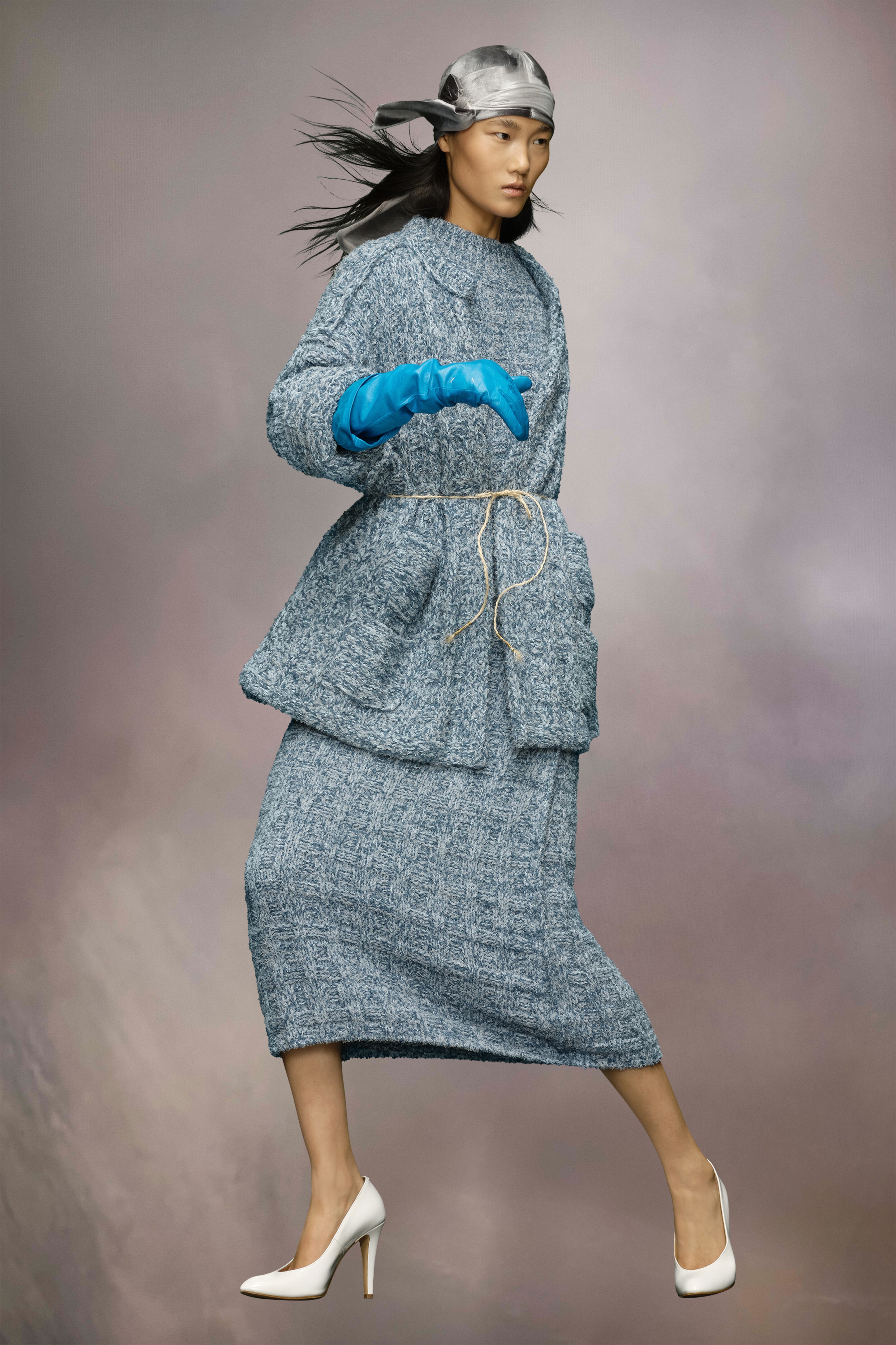 Handmade denim boucle cardigan - 3