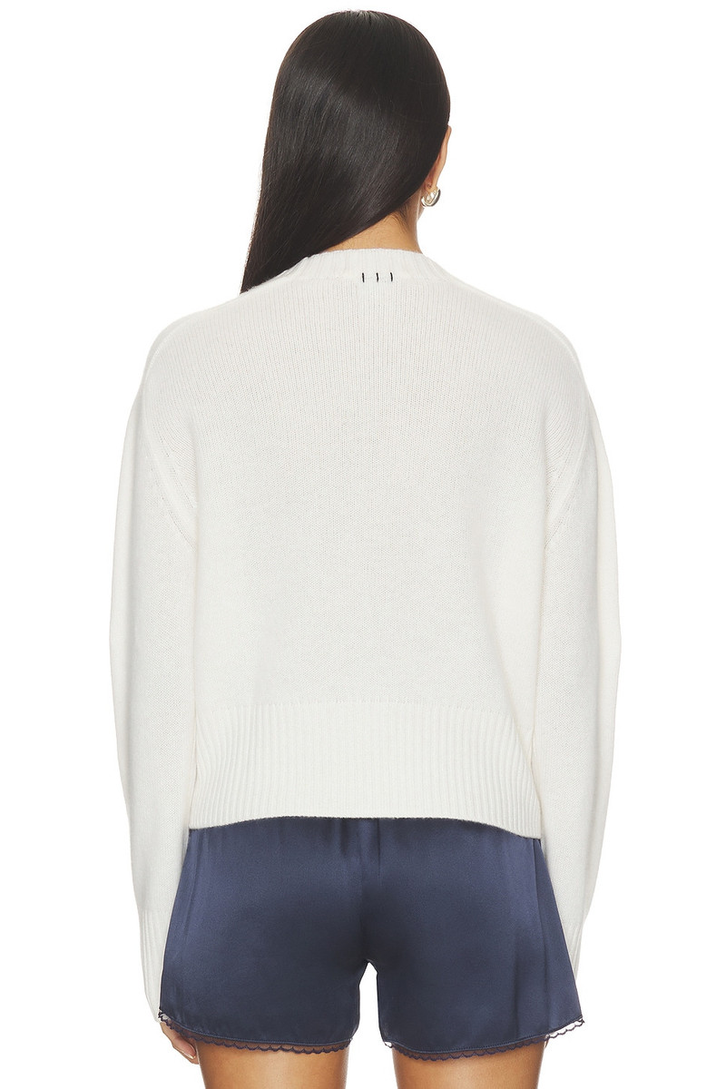 WHITE & WARREN Featherweight Cashmere Nautical Embroidered Sweater outlook
