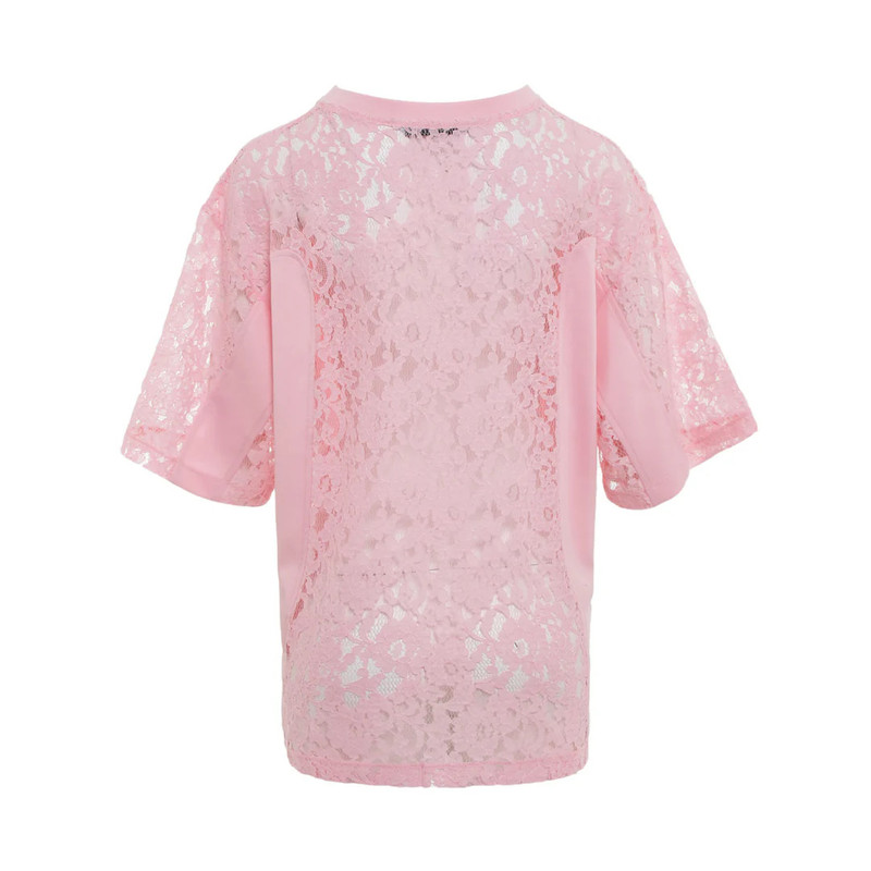 pushBUTTON Pink Lace Combi Oversized Jersey Top outlook